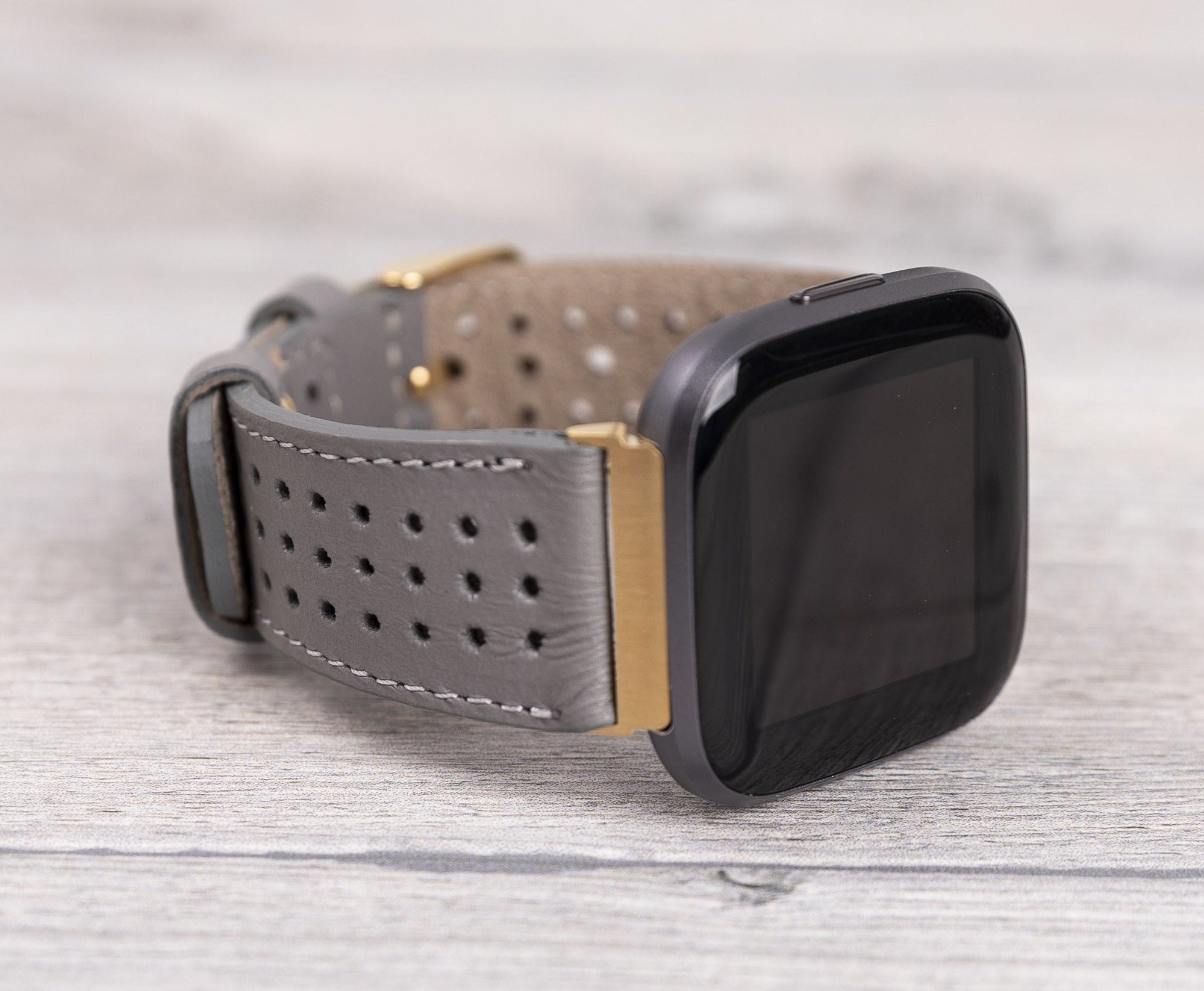 Gray Leather Rally Fitbit Watch Band