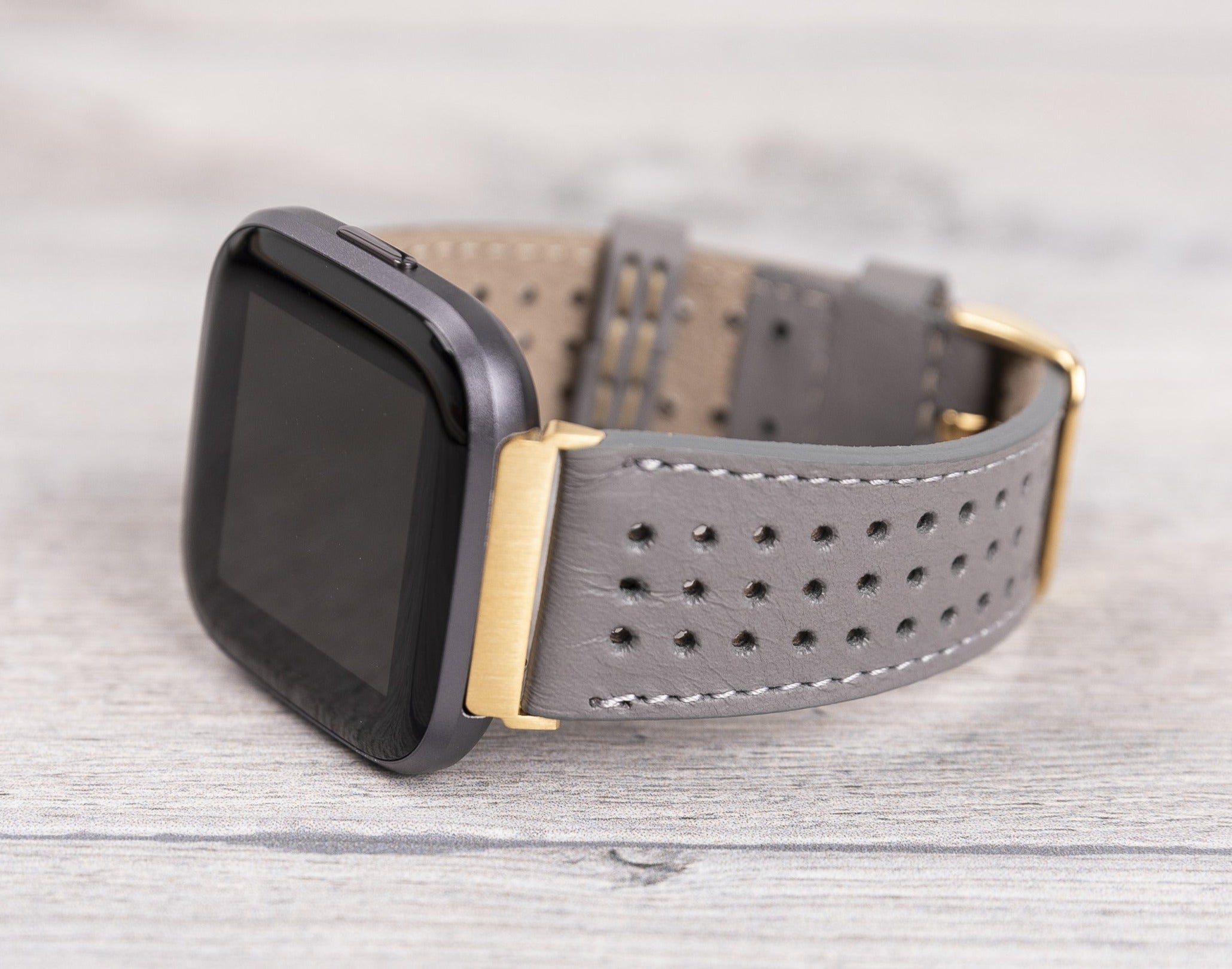 Gray Leather Rally Fitbit Watch Band