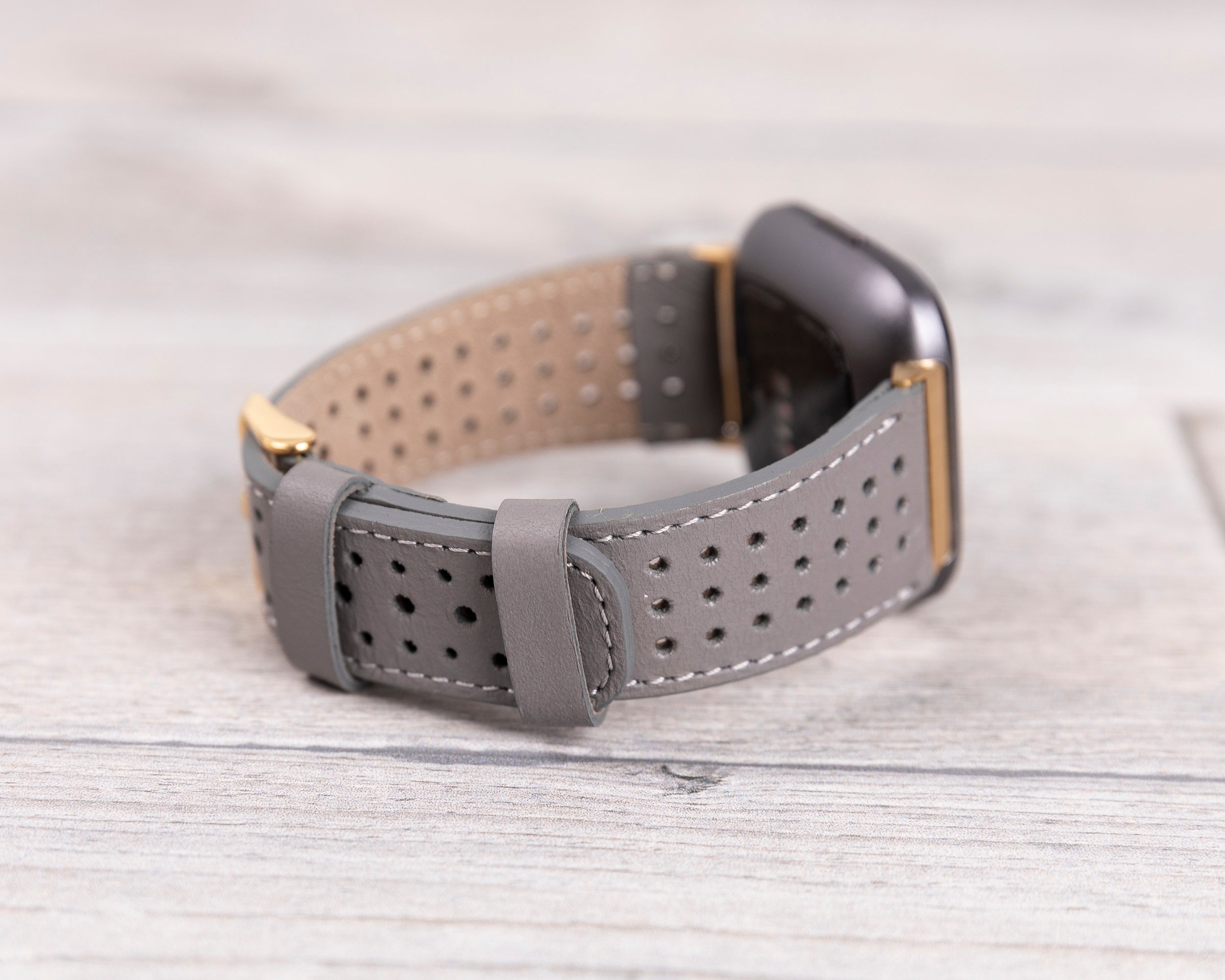 Gray Leather Rally Fitbit Watch Band