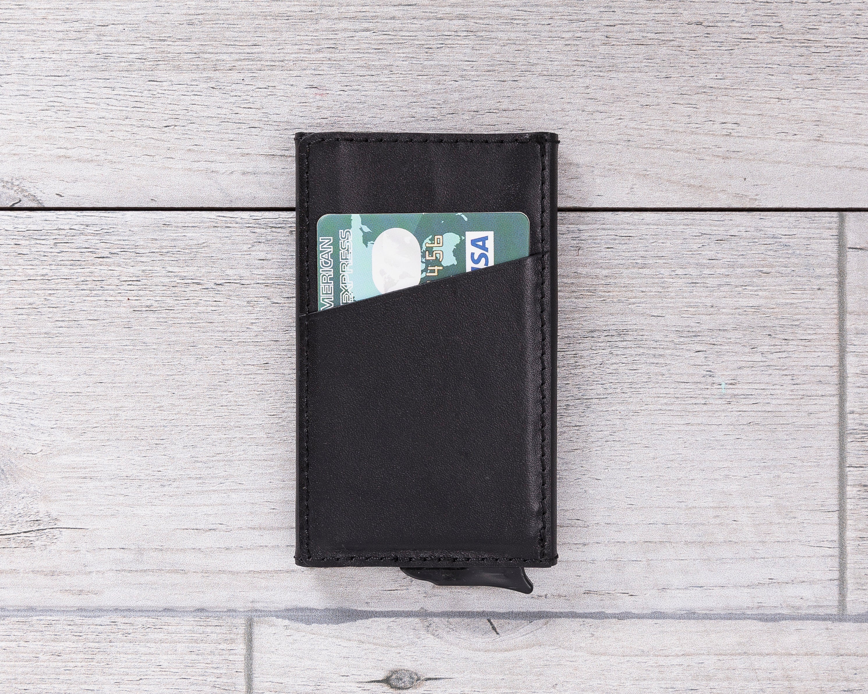 Black Leather Minimalist Card Holder