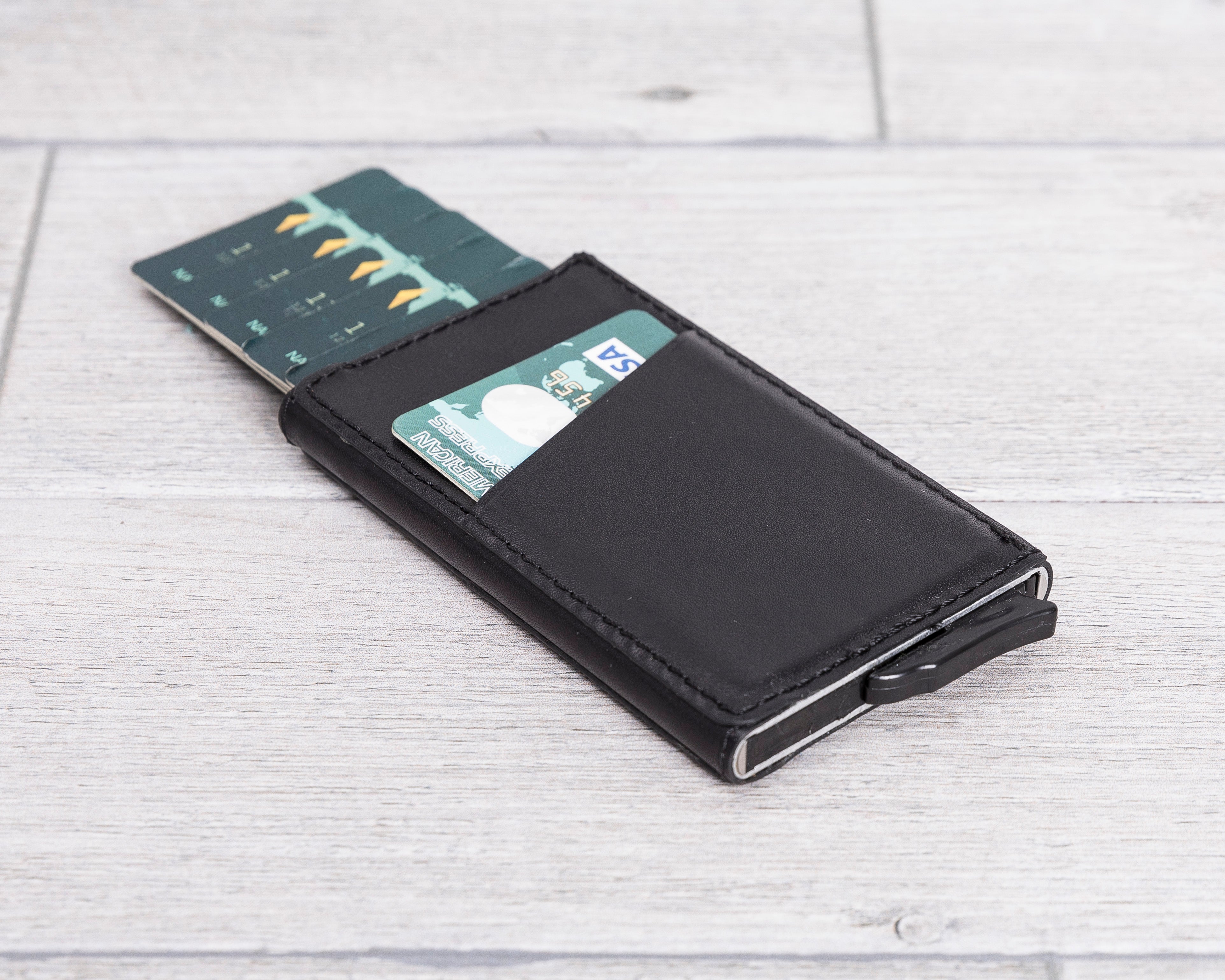 Black Leather Minimalist Card Holder