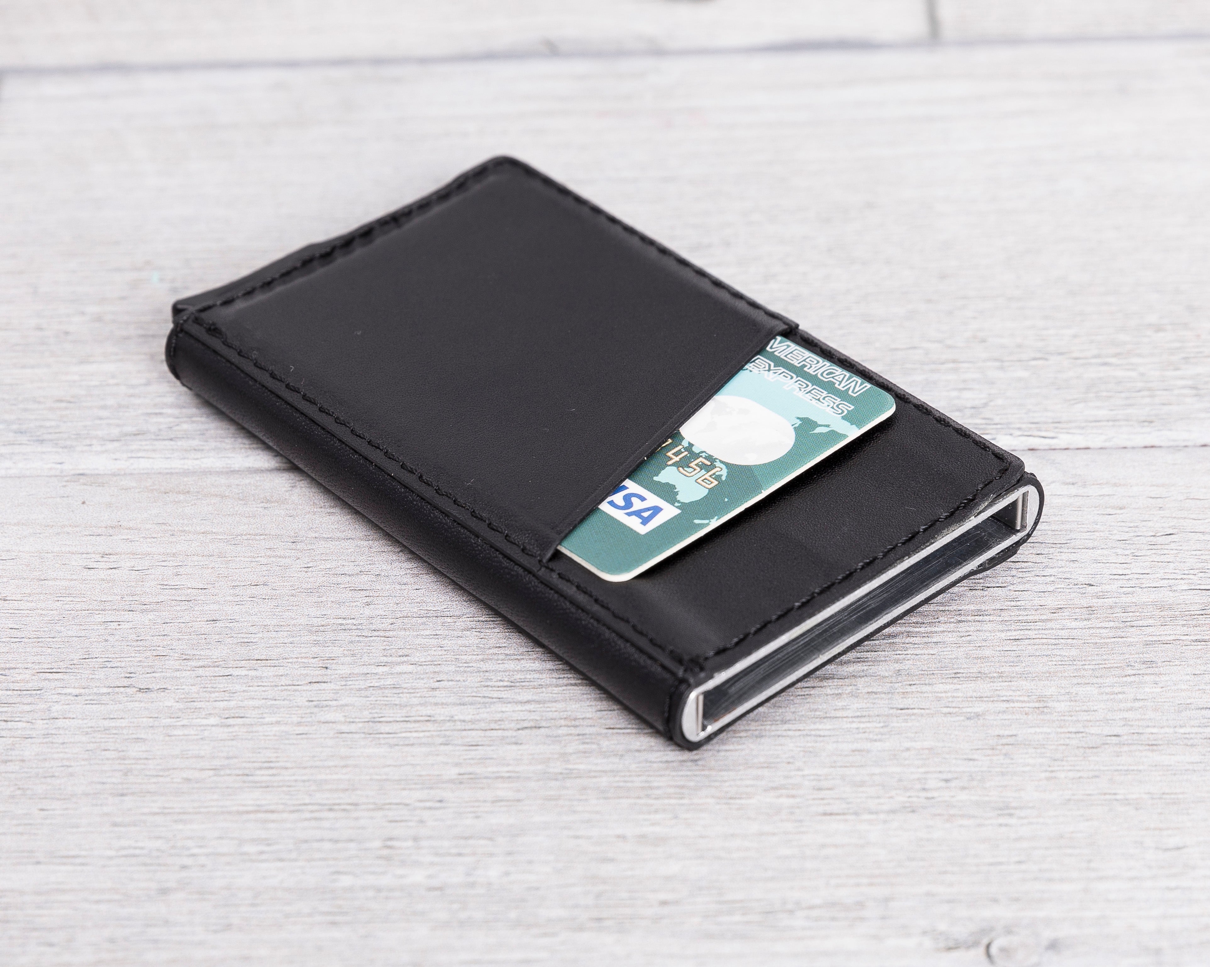 Black Leather Minimalist Card Holder