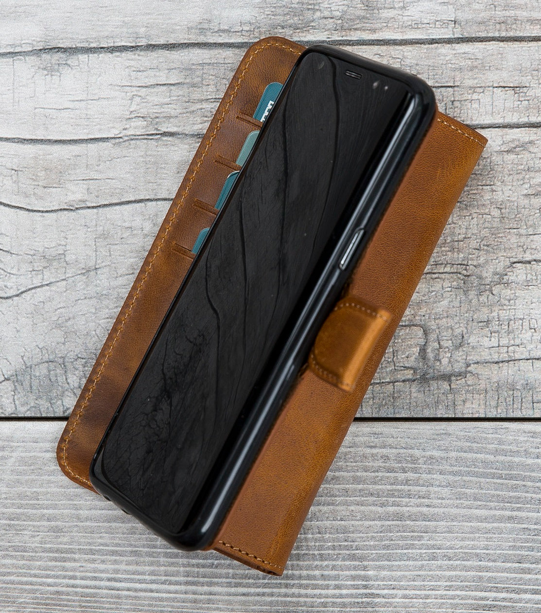 Light Brown Leather Wallet Case for Galaxy S8 / S8 Plus