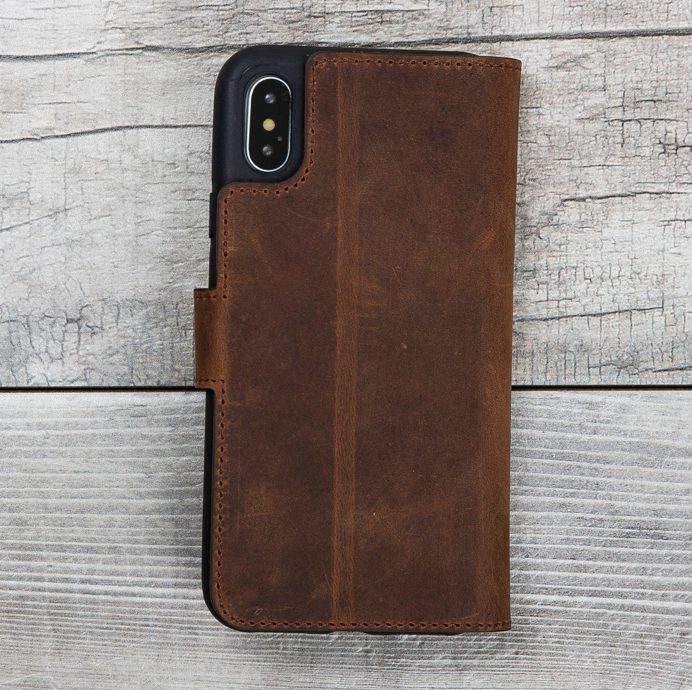 Antic Brown Leather Wallet Case for iPhone X/XS