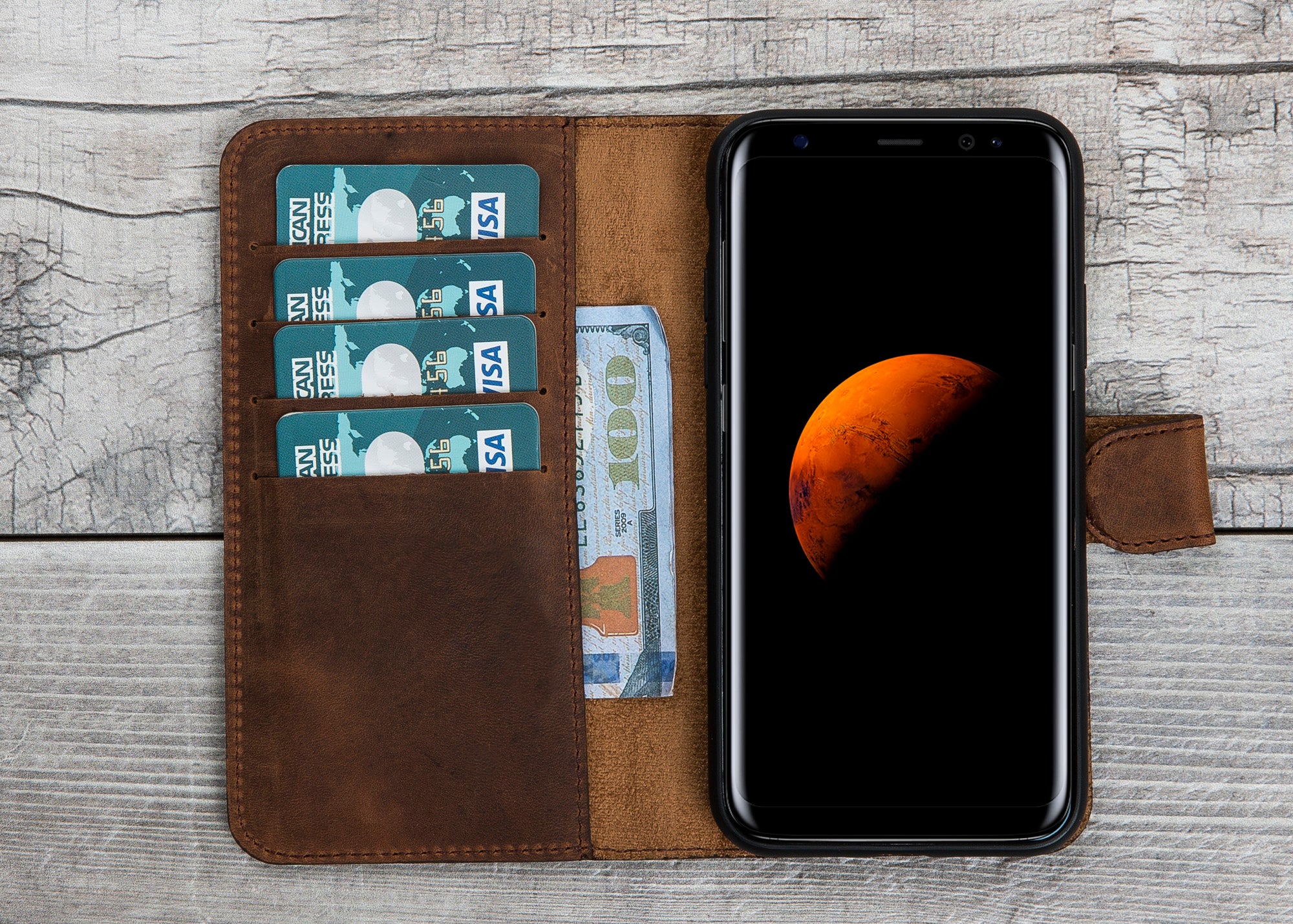 Antic Brown Magnetic Leather Case for iPhone X/XS/XS Max