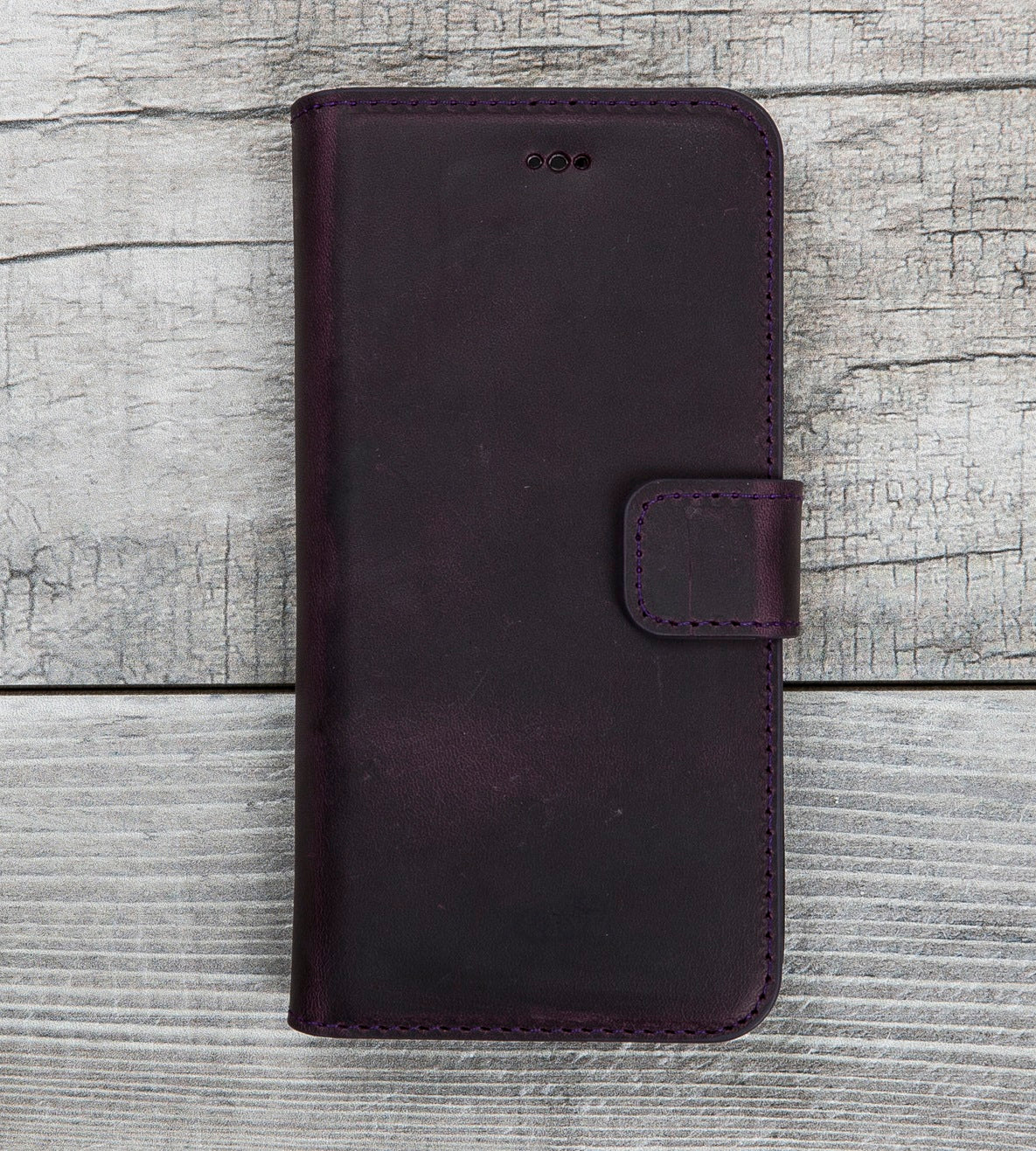 Purple Genuine Leather Wallet Case for iPhone 7 / 7 Plus / 8 / 8 Plus and SE-2