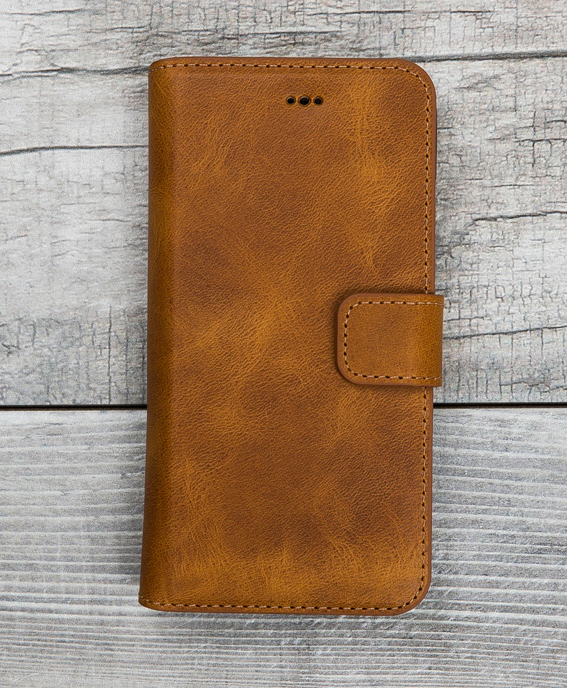 Camel Brown Genuine Leather Wallet Case for iPhone 7 Plus and 8 Plus