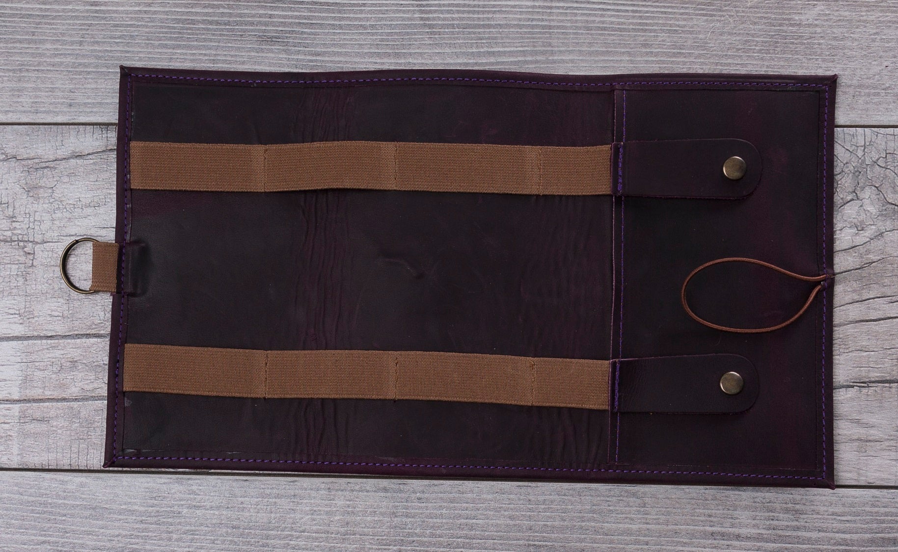 Purple Leather Travel Cable Organizer