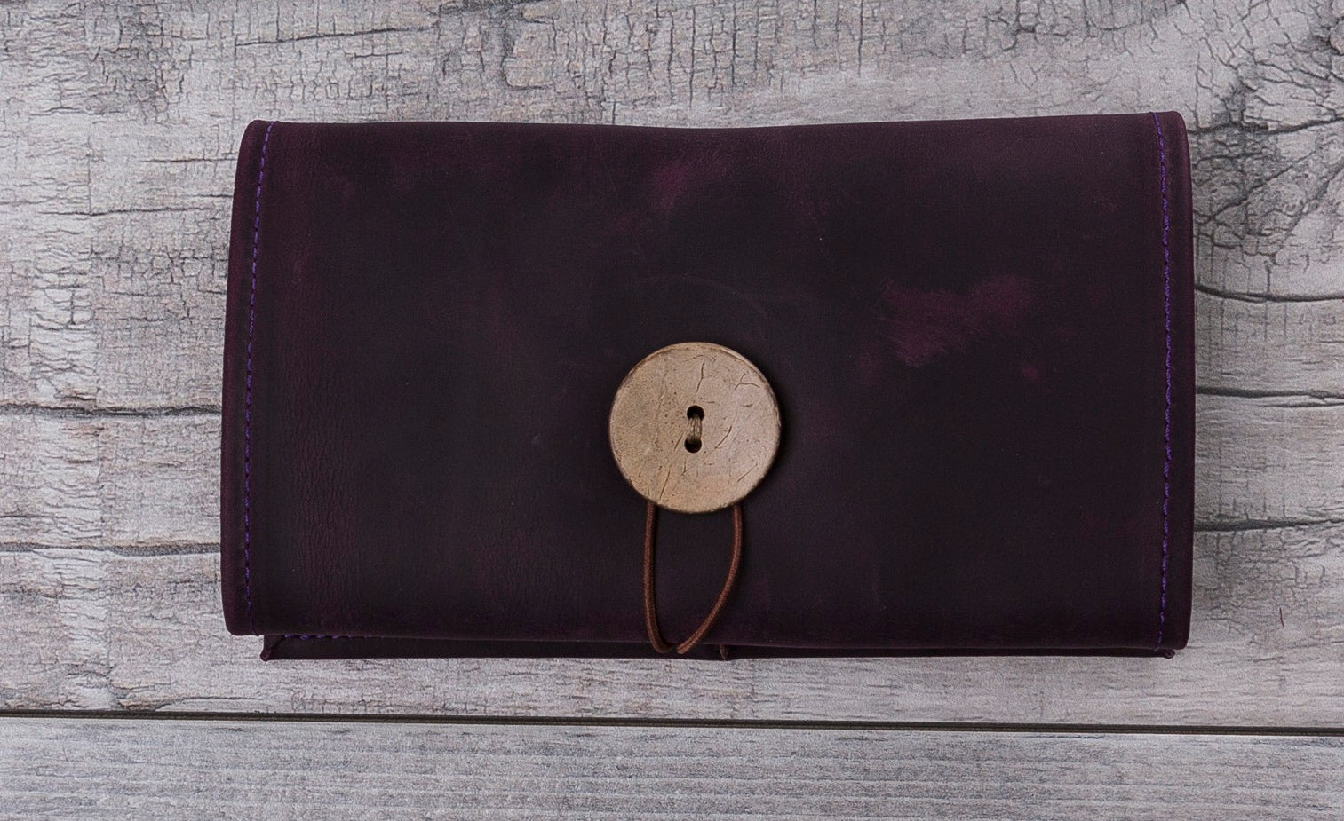 Purple Leather Travel Cable Organizer