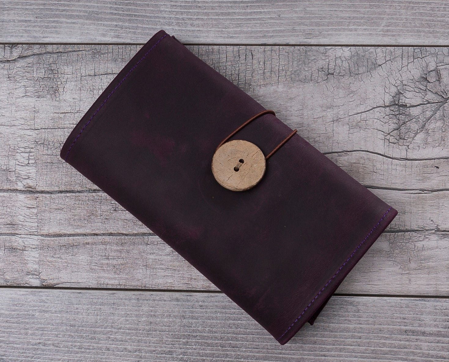 Purple Leather Travel Cable Organizer