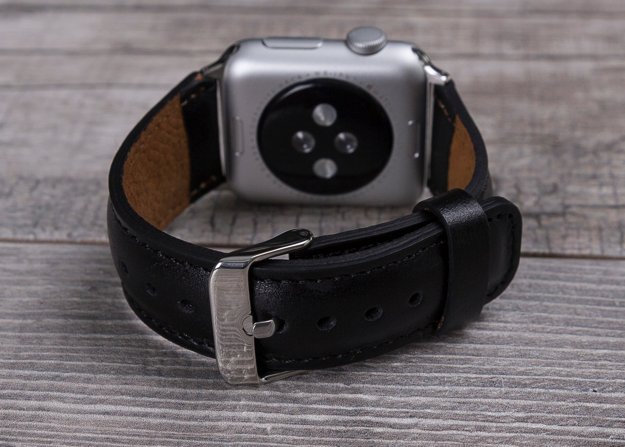 Black Leather Classic Apple Watch Band