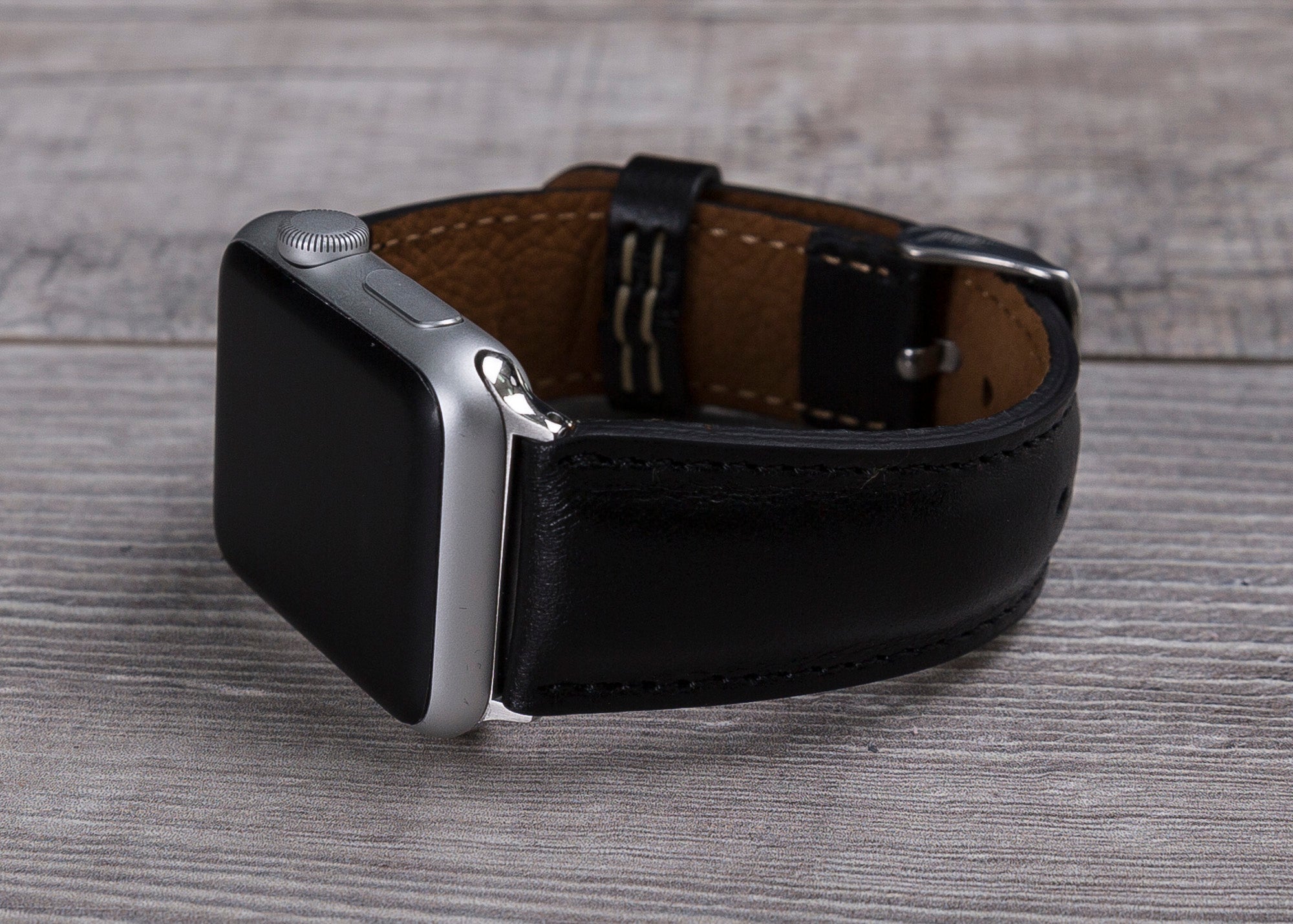 Black Leather Classic Apple Watch Band