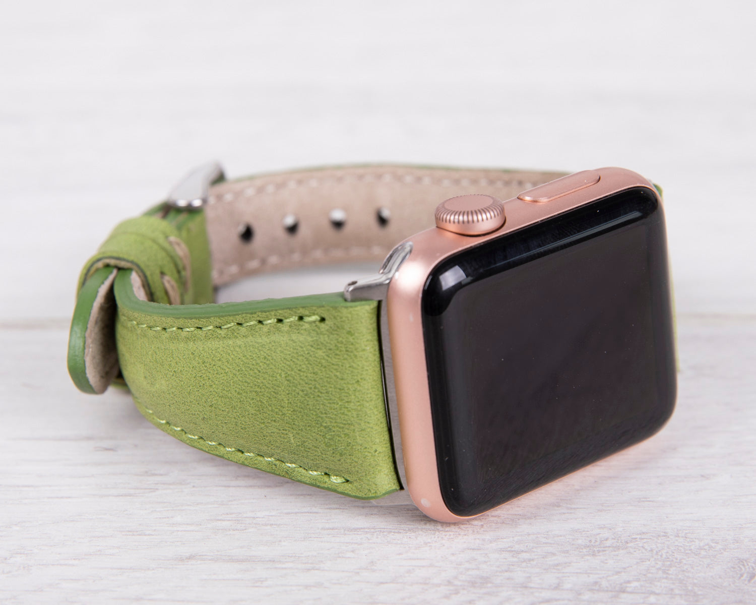 Green Leather Slim Apple Watch Band