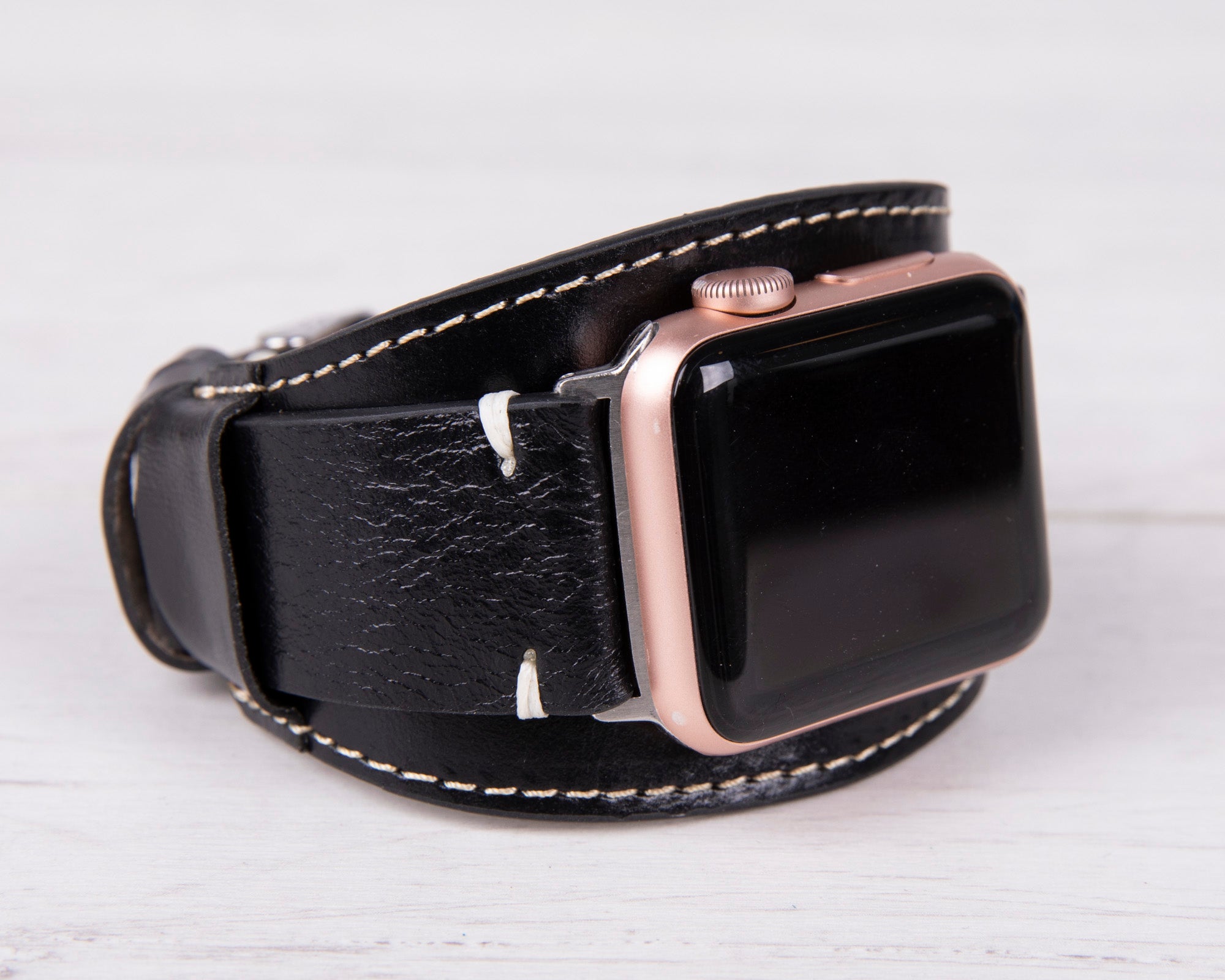 Black Leather Cuff (Pulsar) Apple Watch Band