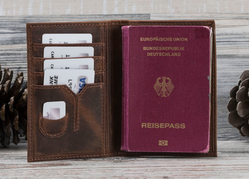 Antic Brown Leather Passport Holder