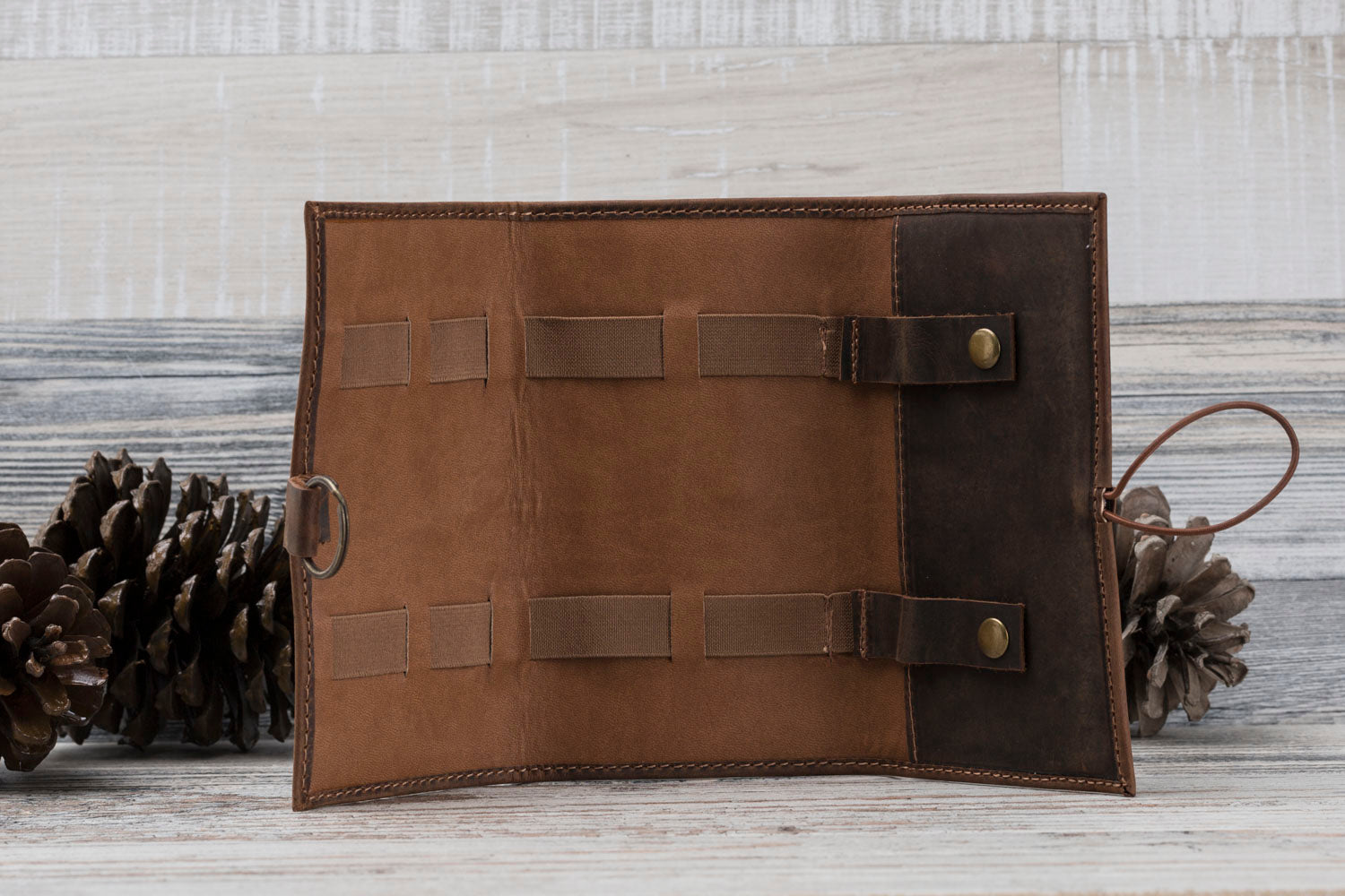 Antic Brown Leather Cable Organizer