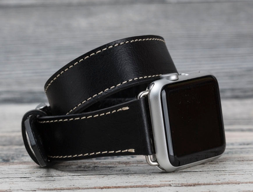 Genuine Leather Black Double Tour for Apple Watch – O2Leather