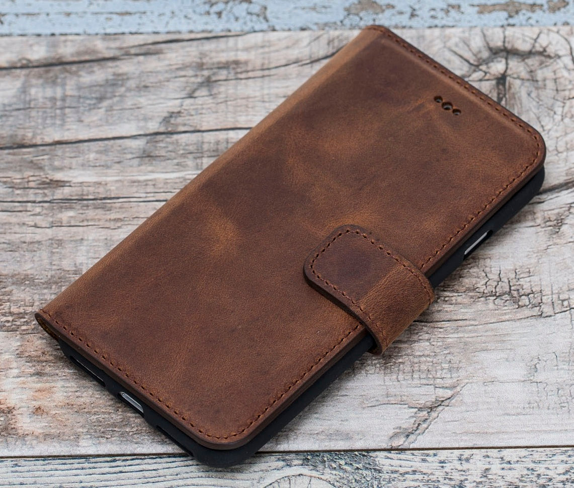 Antic Brown Genuine Leather Wallet Case for iPhone 7/ 8