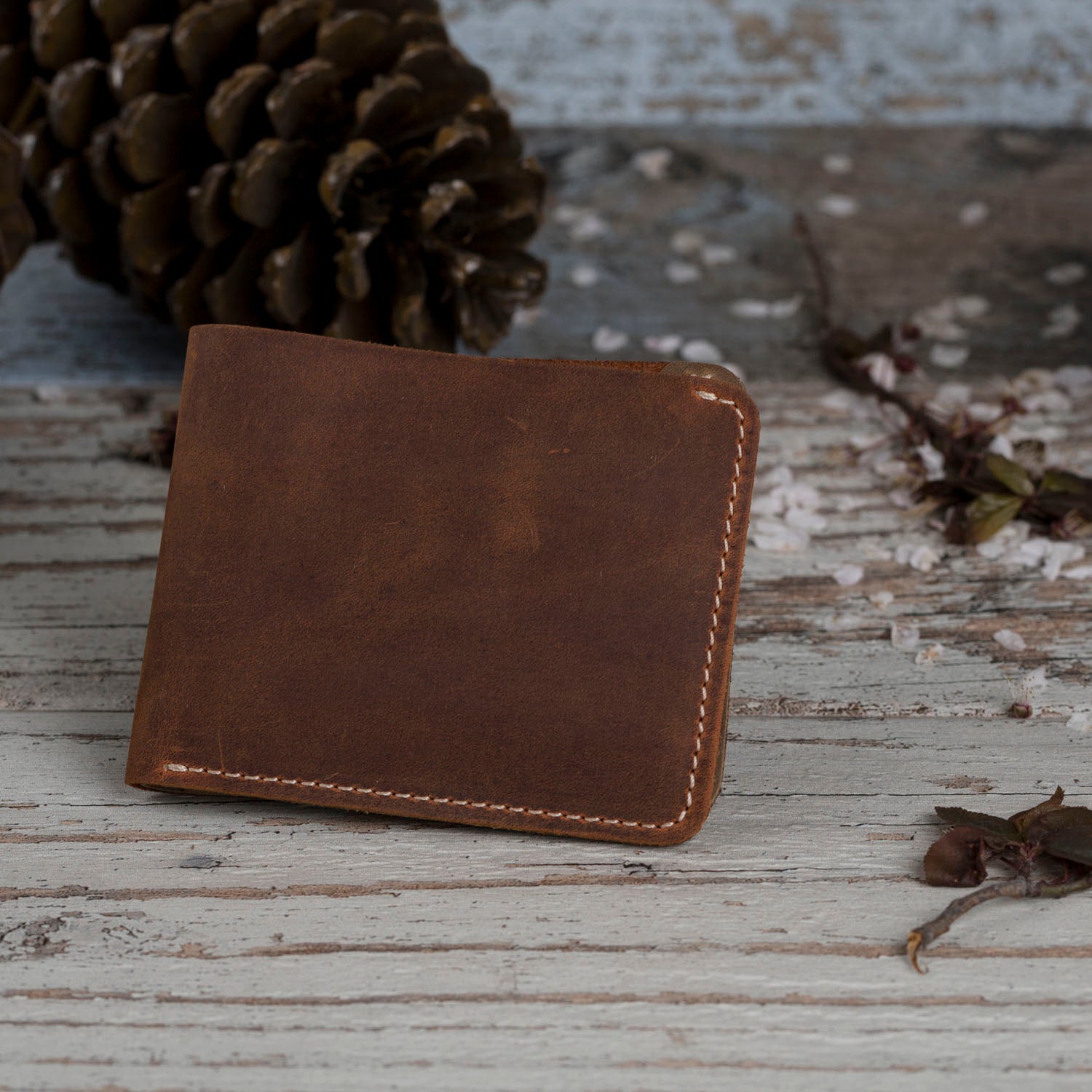 Brown-Tan Color Leather Slim Wallet