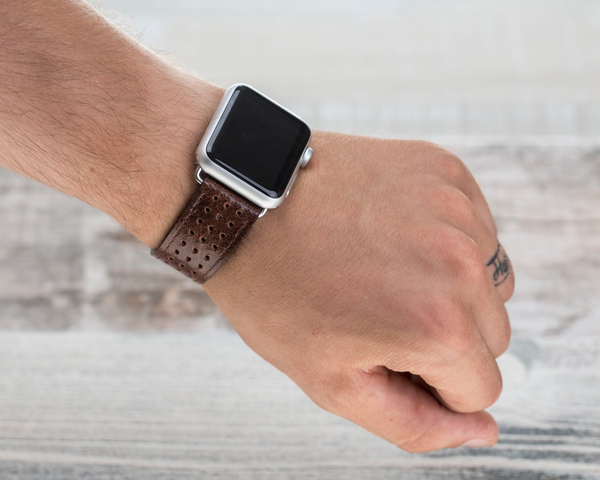 Dark Brown Leather Rally Apple Watch Band