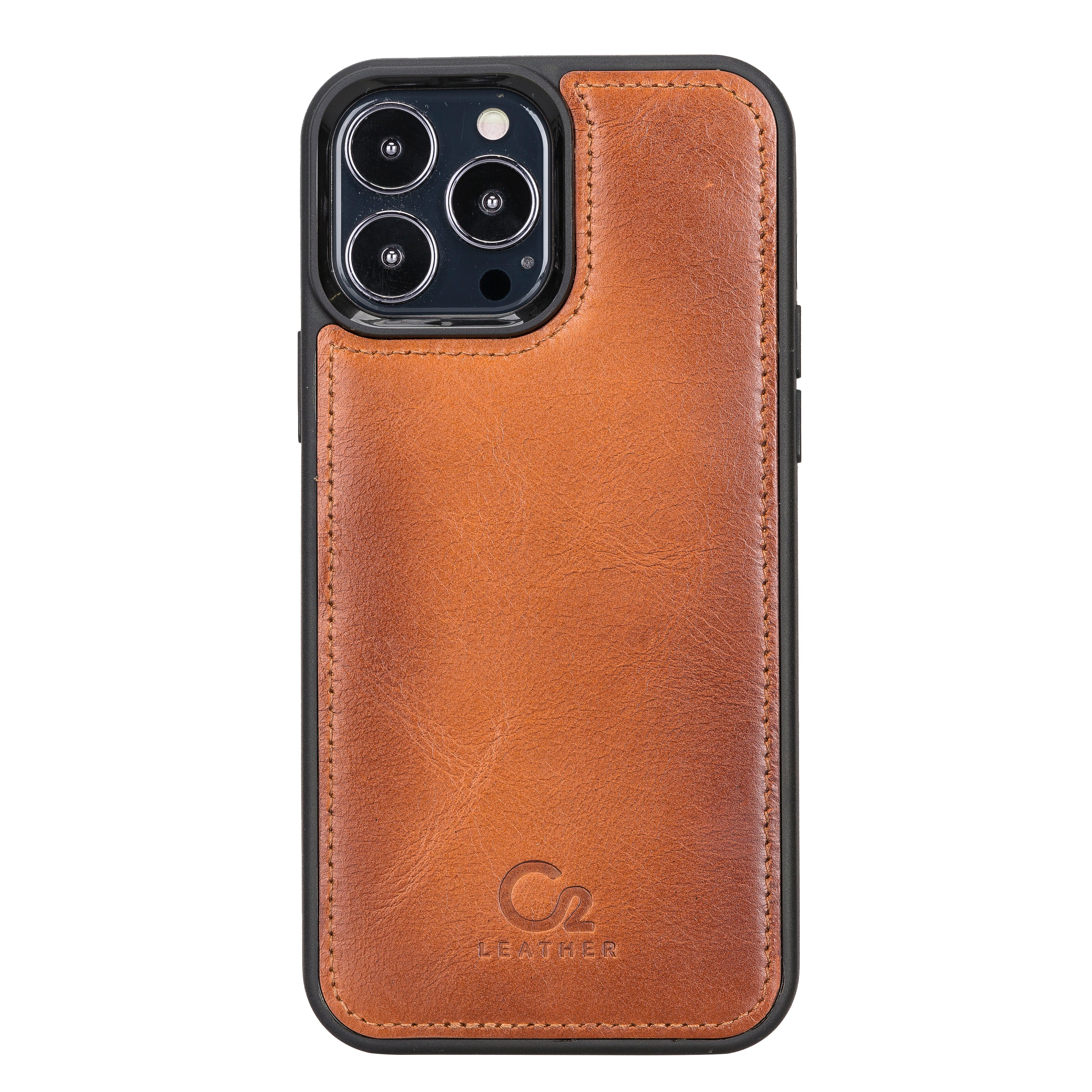 Casecentive Leather Back case iPhone 13 tan