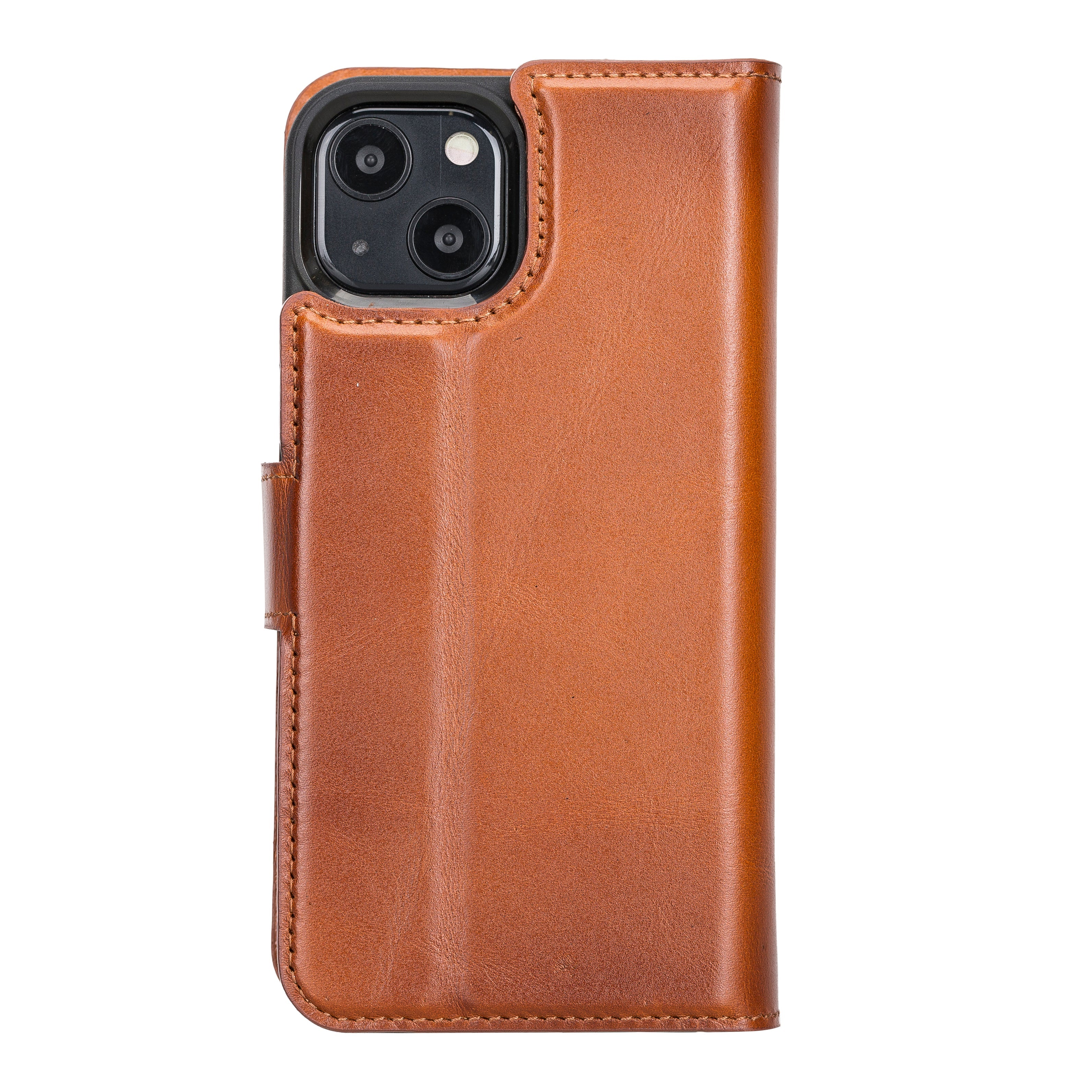 Burnished Tan Leather iPhone 13 Mini Wallet Case - O2 Leather