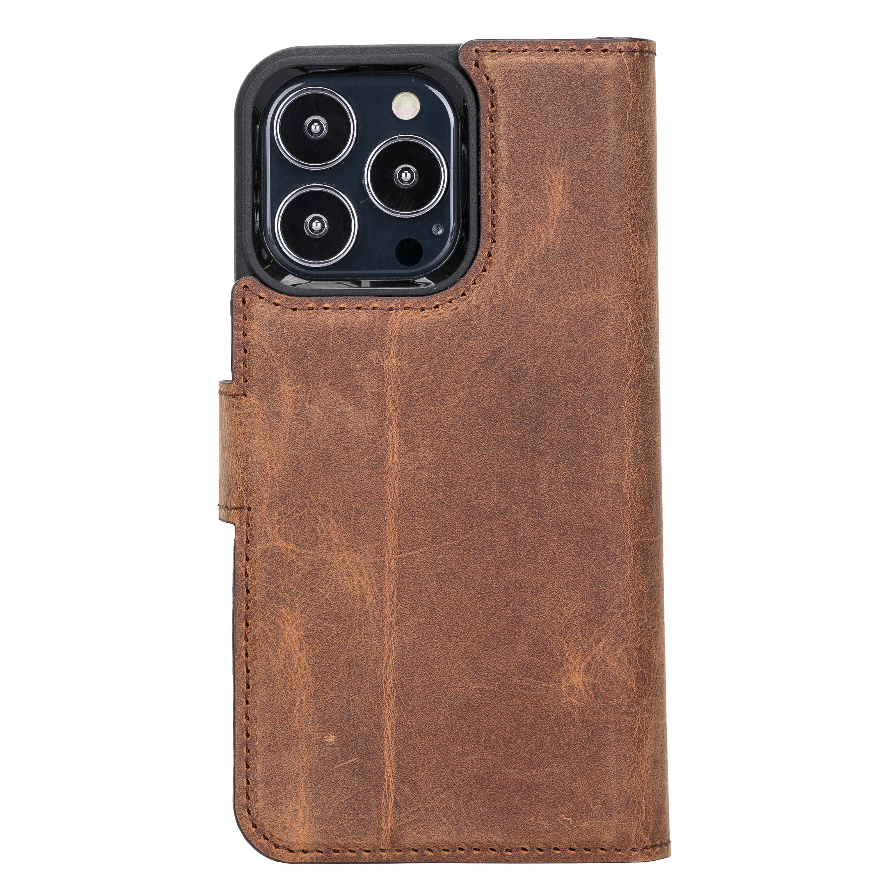 Antic Brown Leather Magnetic Case for iPhone 13 Pro (6.1")