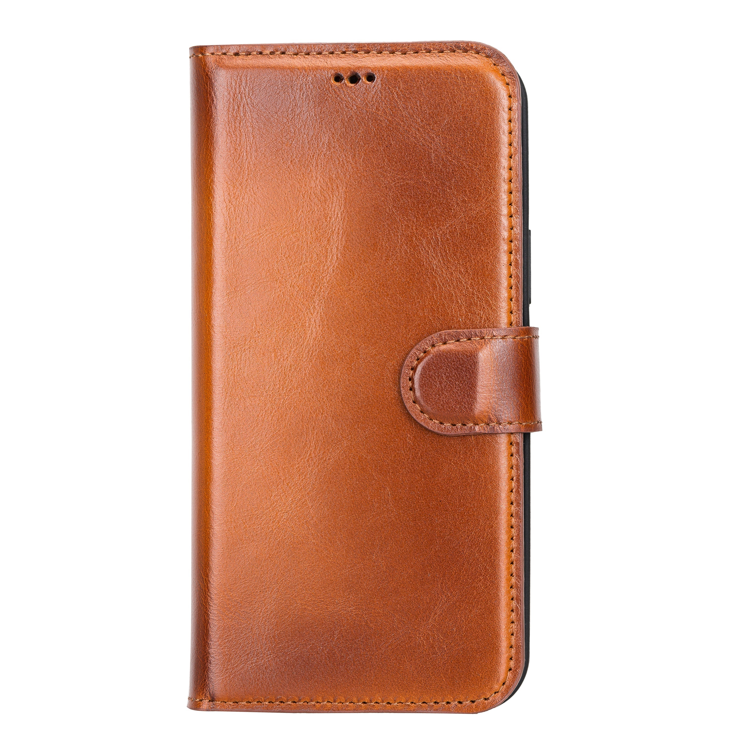 Burnished Tan Leather iPhone 13 Mini Wallet Case - O2 Leather