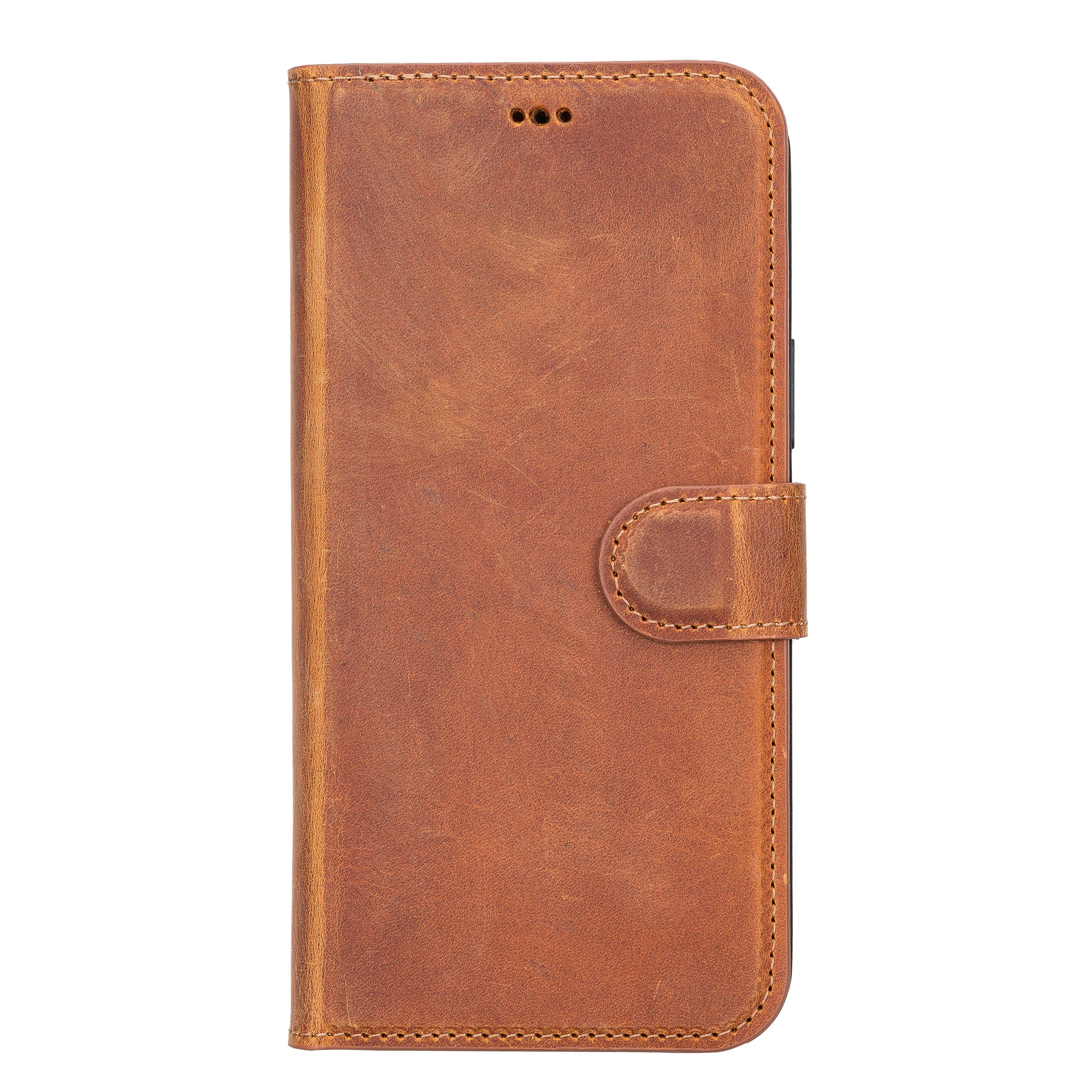 Camel Brown Leather iPhone 13 Mini Wallet Case - O2 Leather