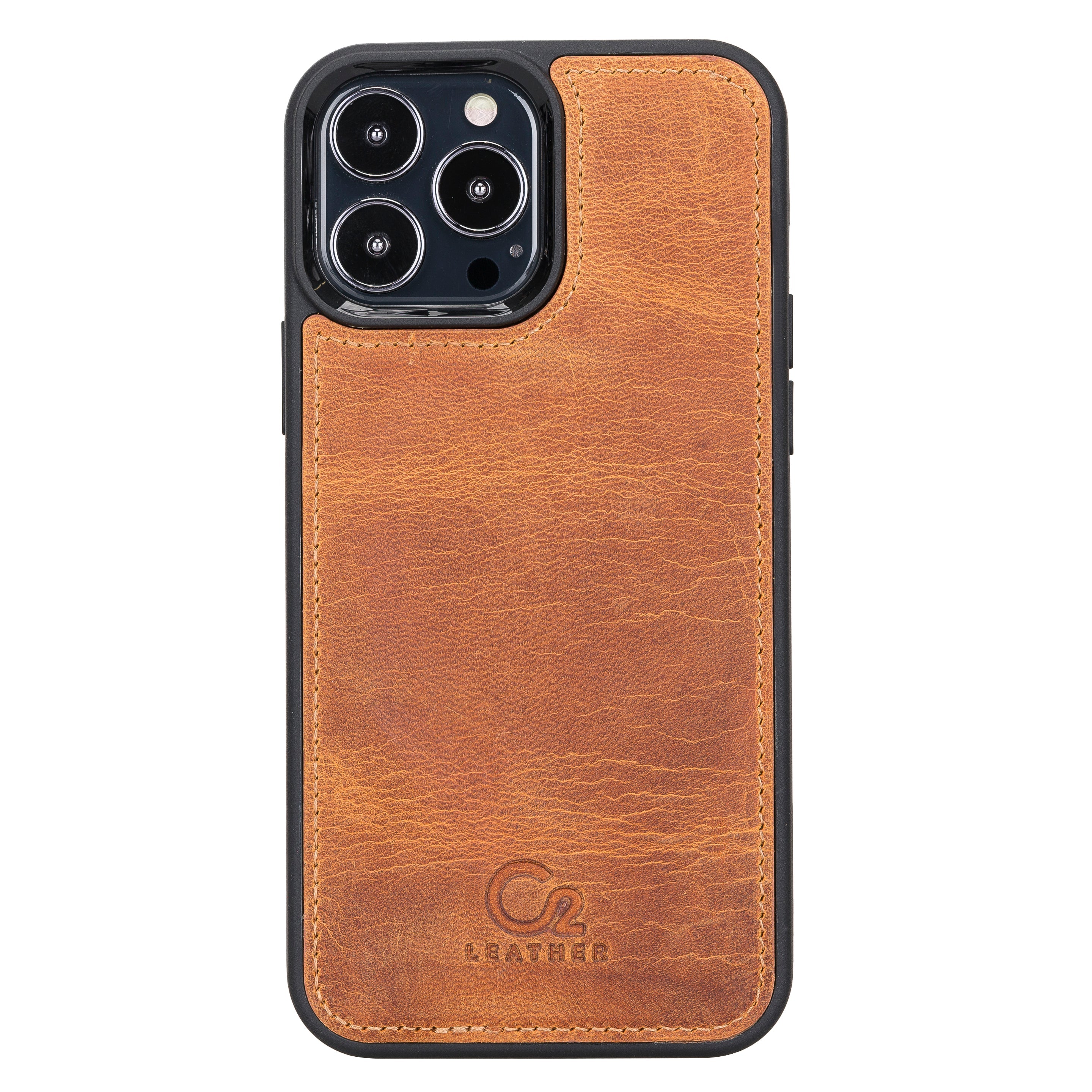 Camel Brown Leather iPhone 13 Pro Wallet Case - O2 Leather