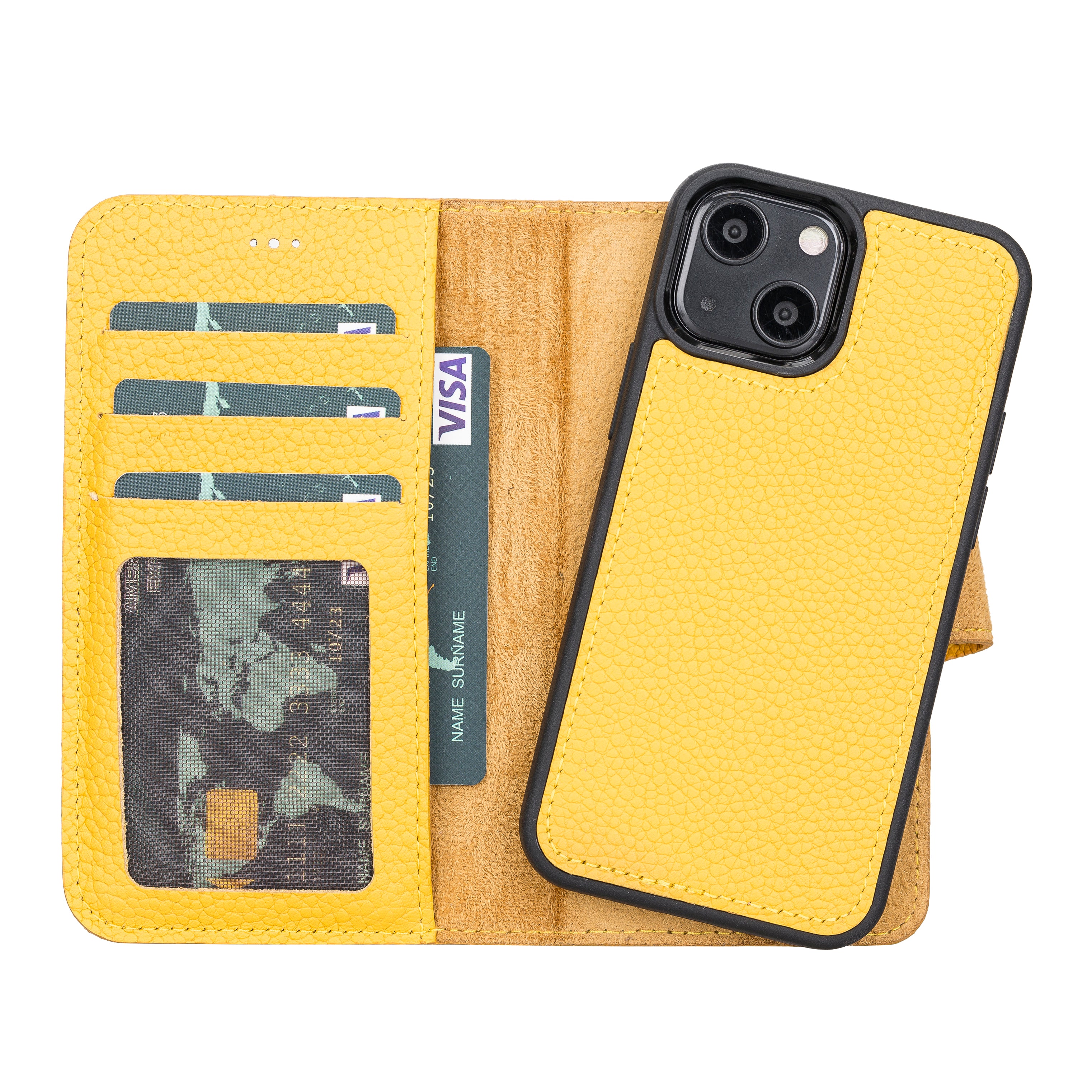 Yellow Leather Magnetic Case for iPhone 13 Mini (5.4")