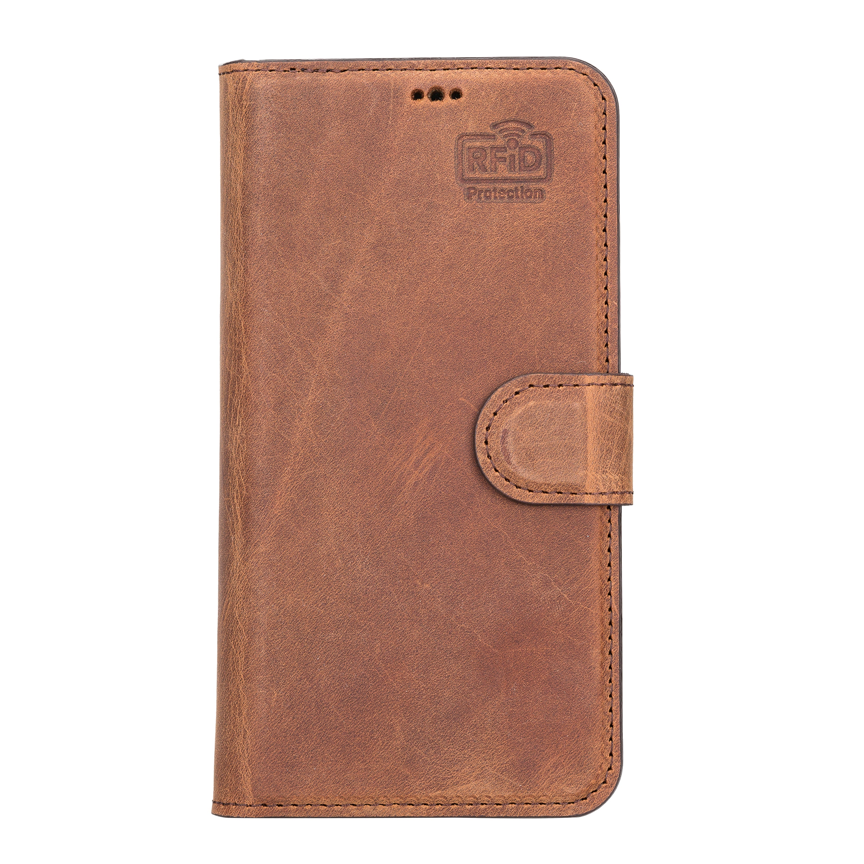 Antic Brown Leather iPhone 13 Pro Wallet Case - O2 Leather