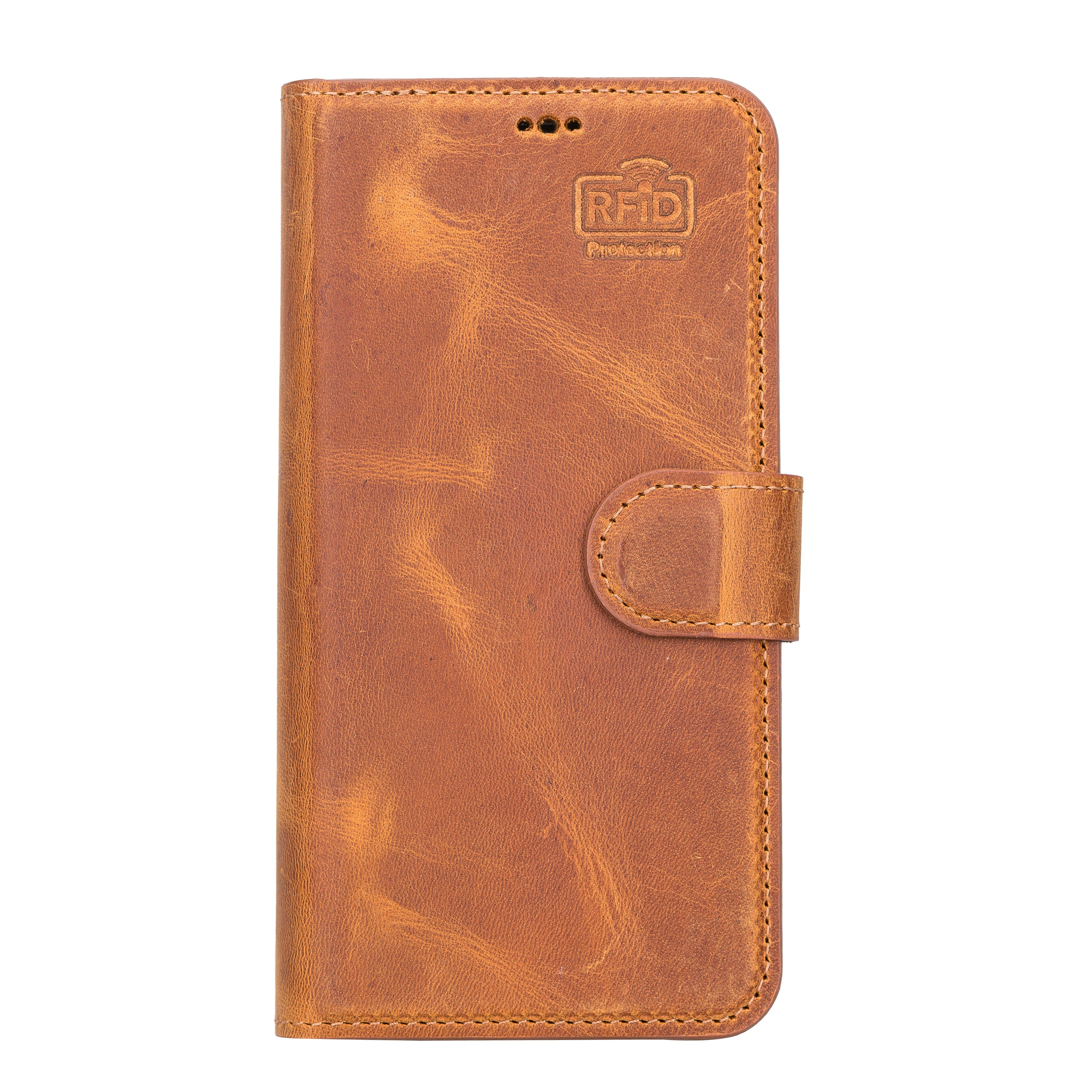 Camel Brown Leather Magnetic Case for iPhone 13 (6.1")