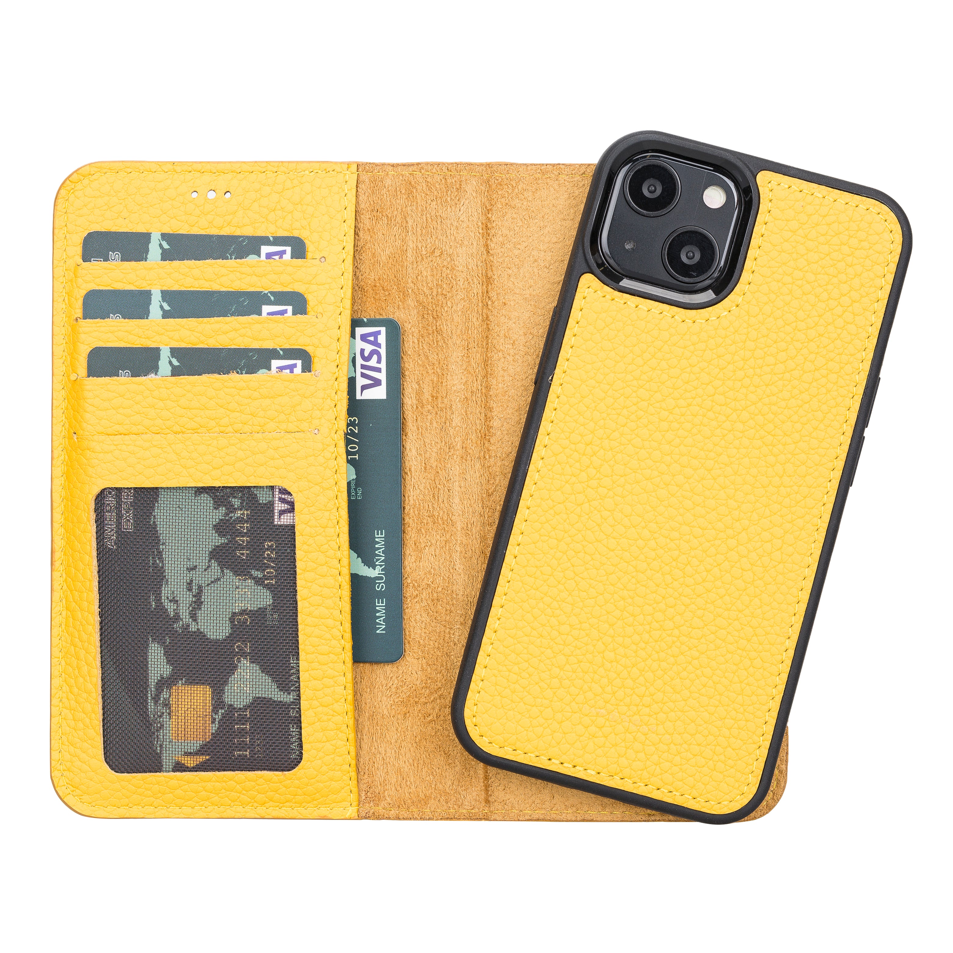 Yellow Leather Magnetic Case for iPhone 13 (6.1")