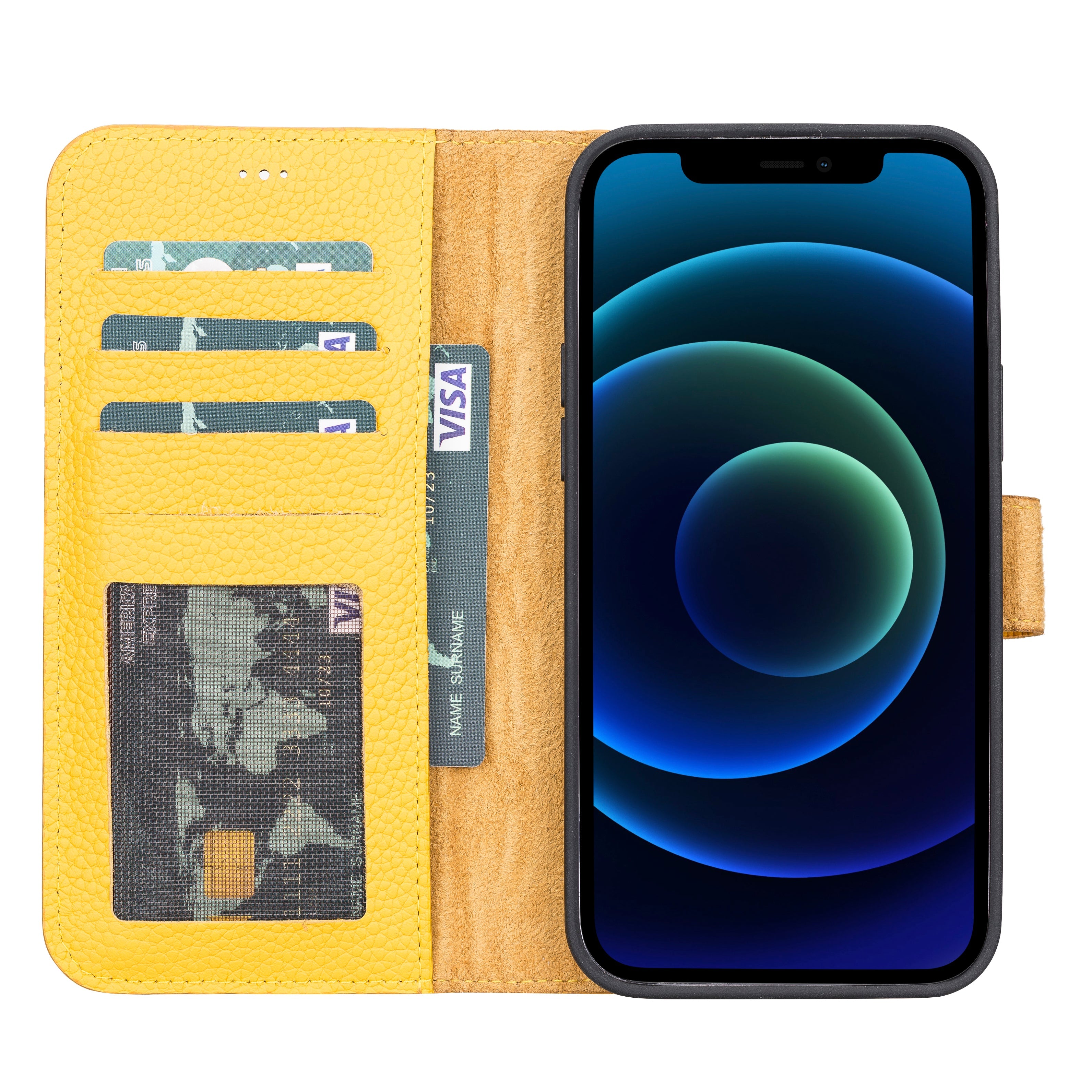 Yellow Leather Magnetic Case for iPhone 13 Pro (6.1")