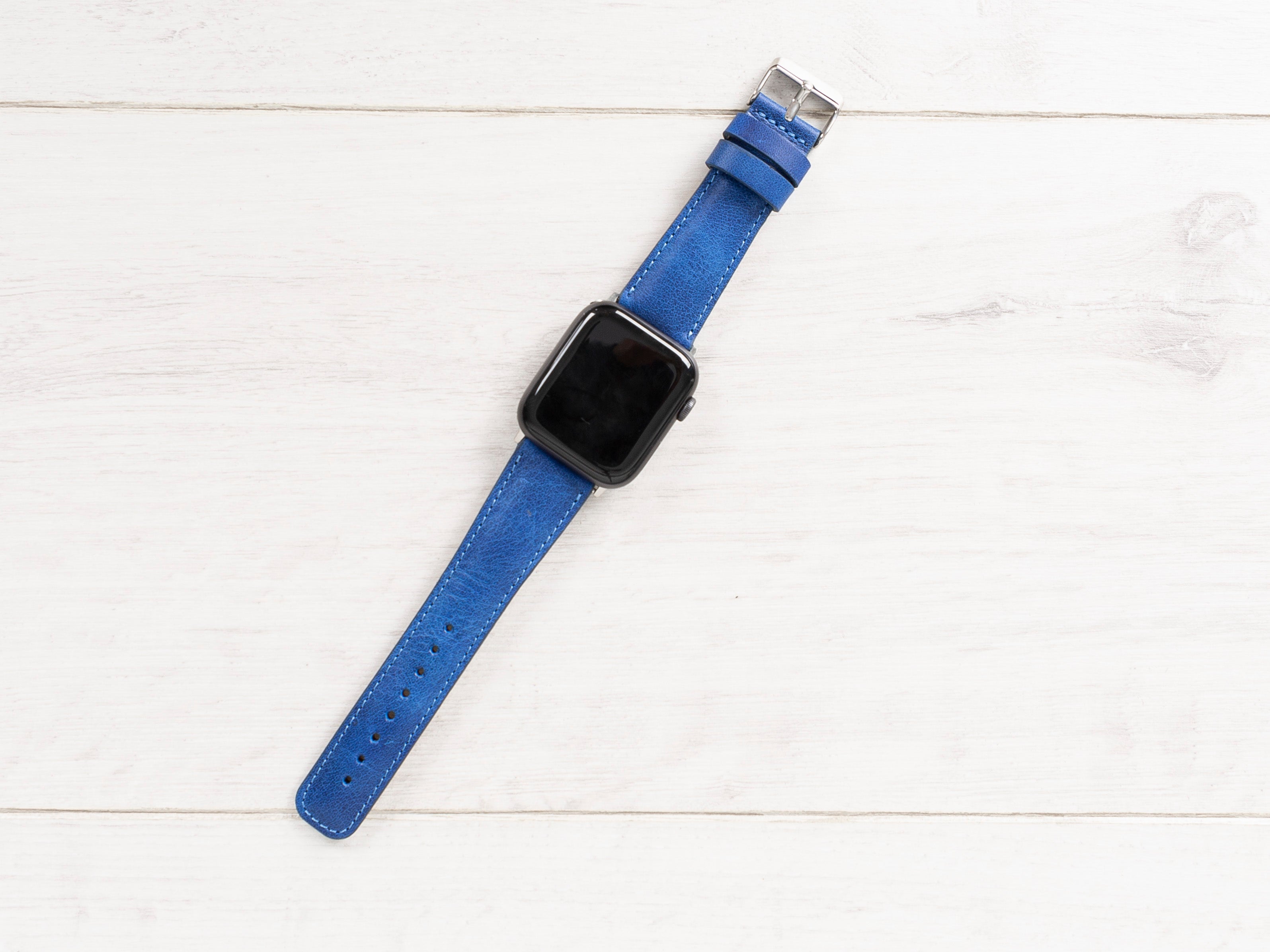 Blue Leather Classic Apple Watch Band