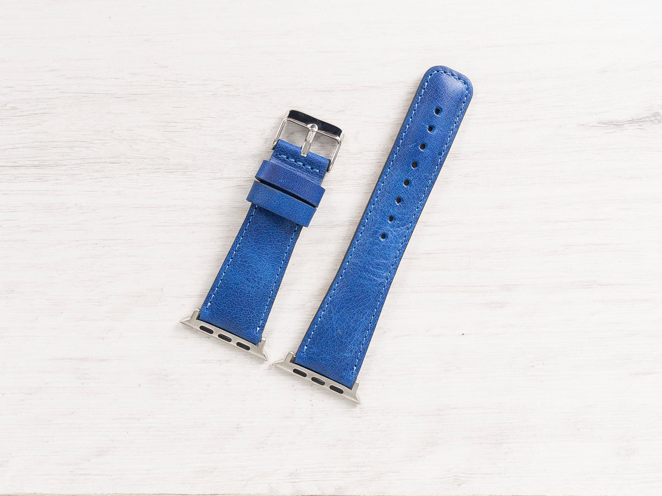 Blue Leather Classic Apple Watch Band