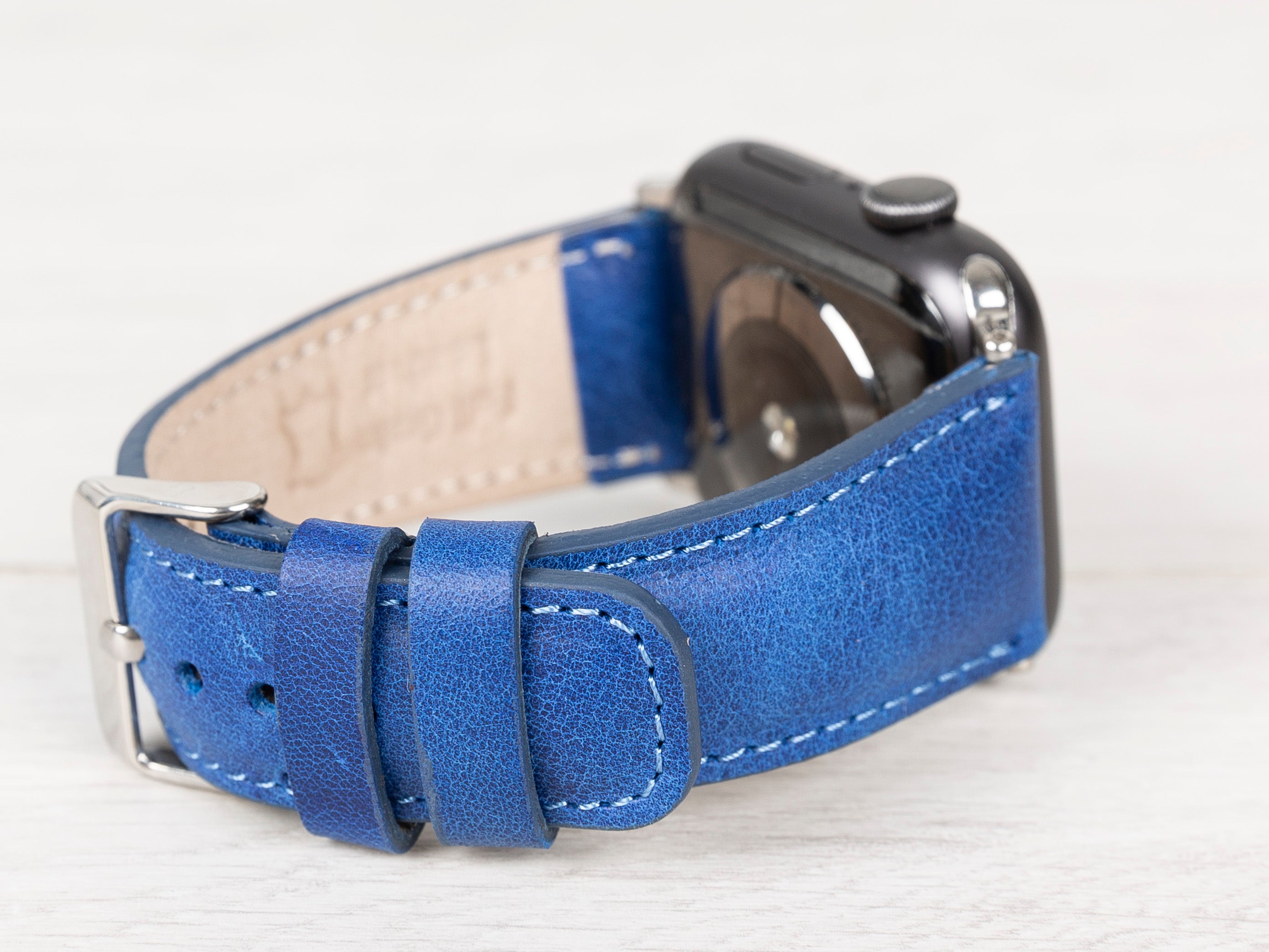 Blue Leather Classic Apple Watch Band