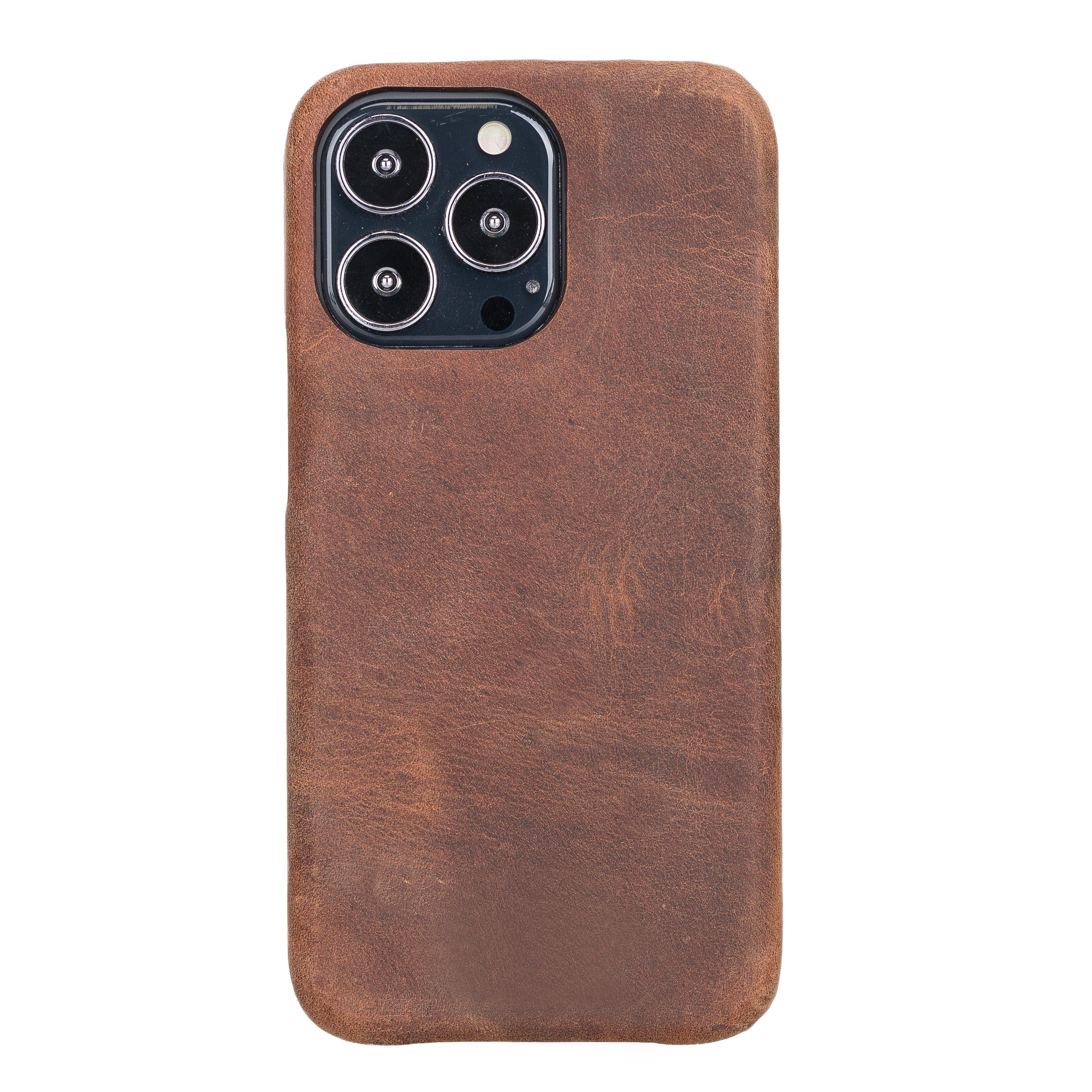 iPhone 14 PRO (6.1") Leather Snap on Cover Case, Antic Brown