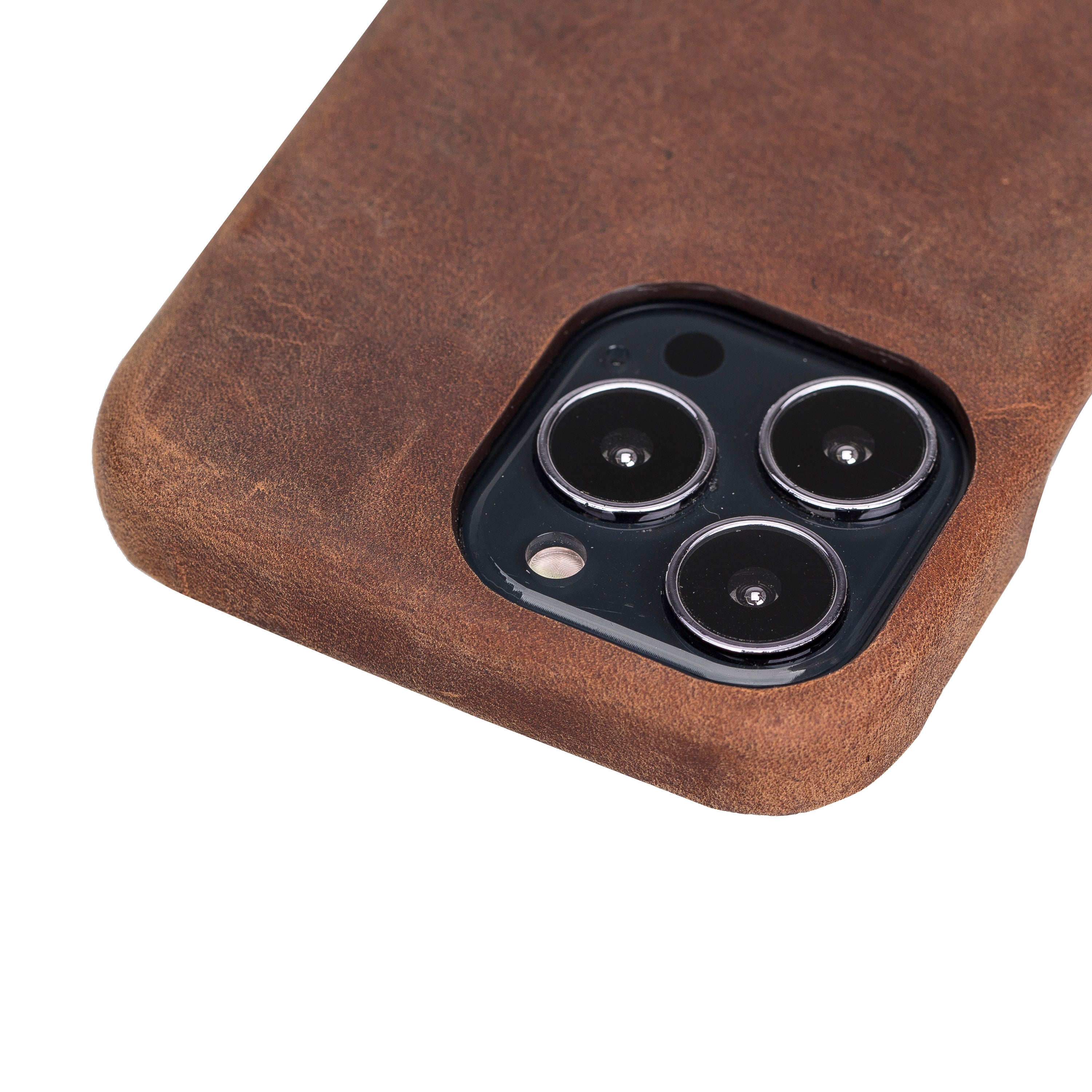 iPhone 14 PRO (6.1") Leather Snap on Cover Case, Antic Brown