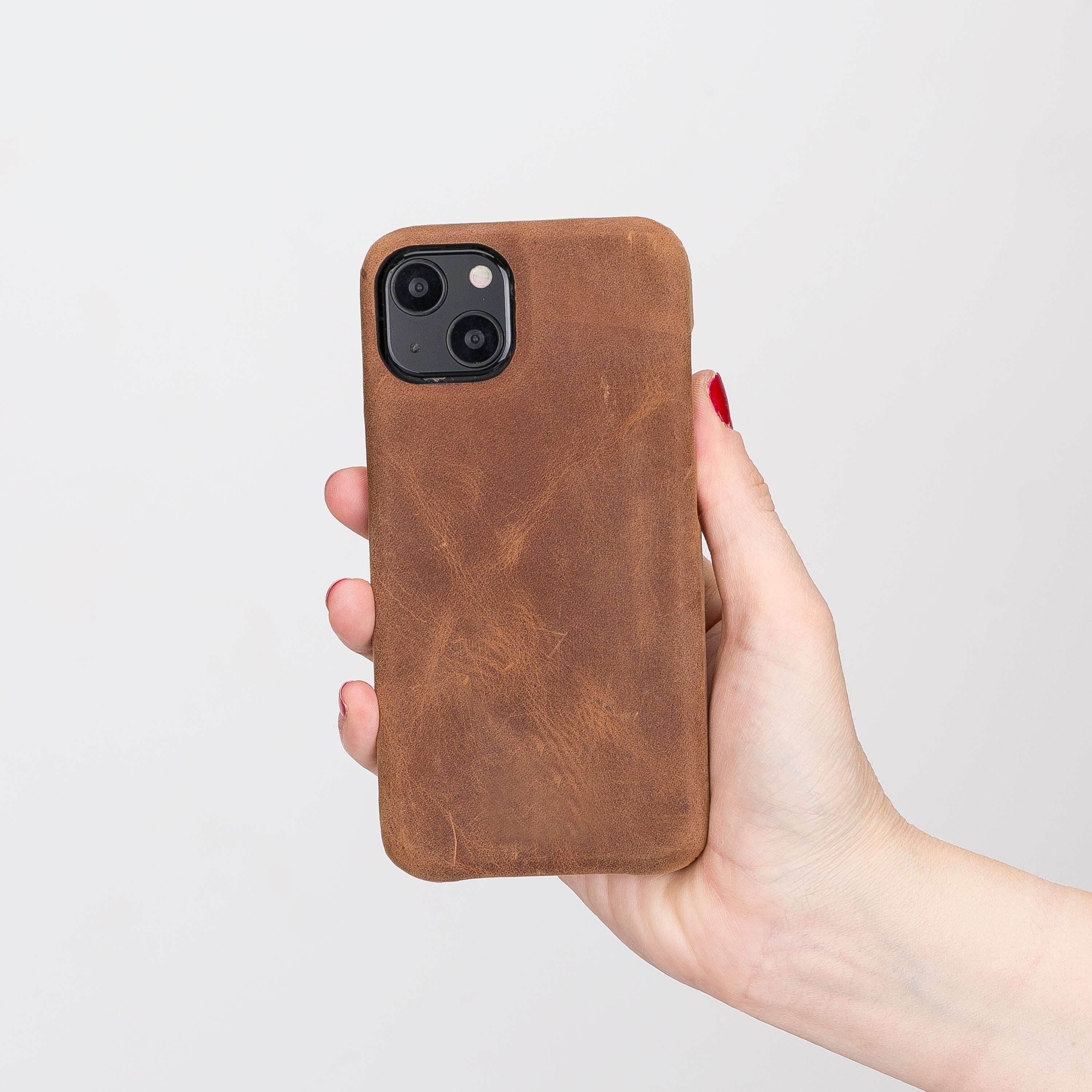 iPhone 14 (6.1") Leather Snap on Cover Case, Antic Brown