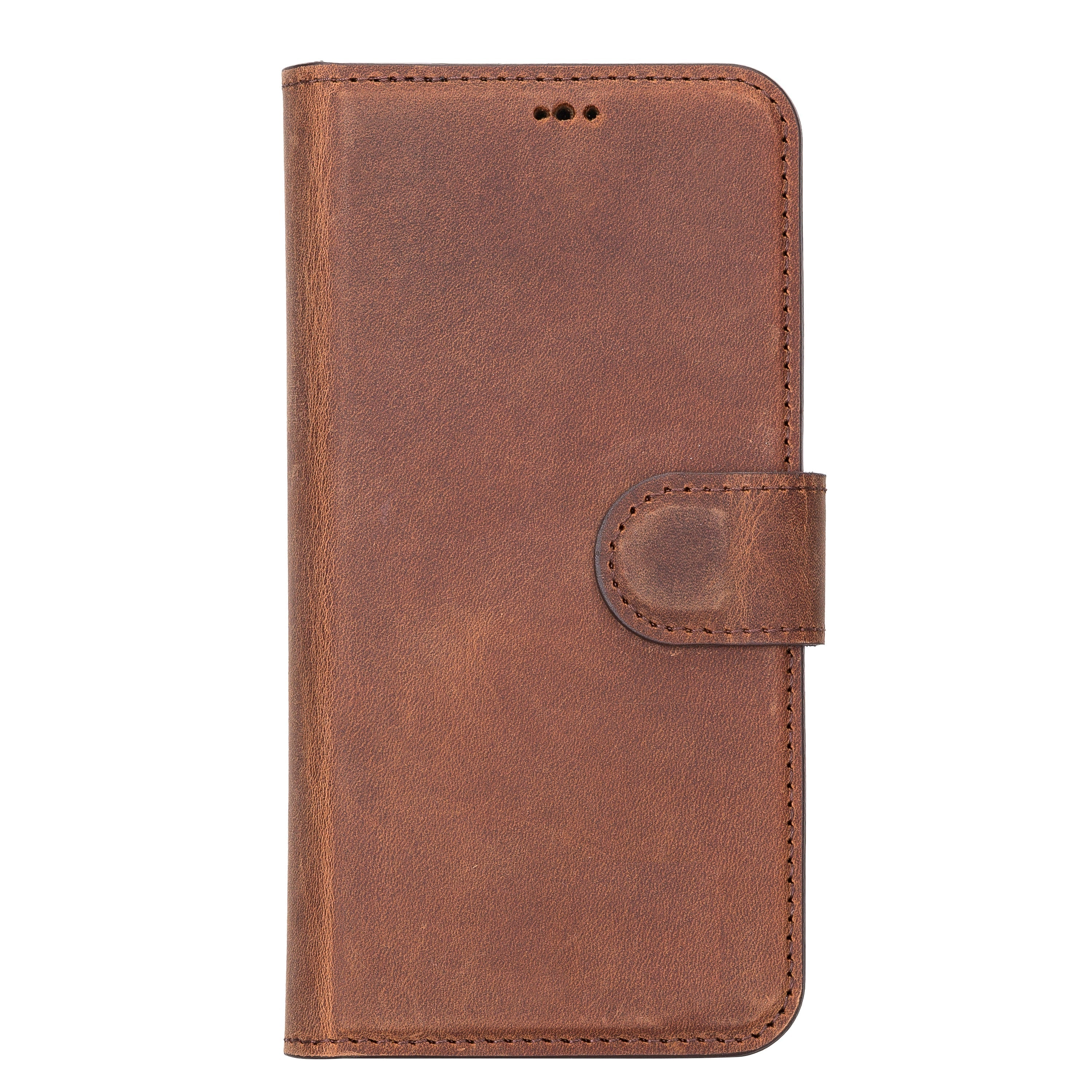 Antic Brown Leather iPhone 13 Mini Wallet Case - O2 Leather