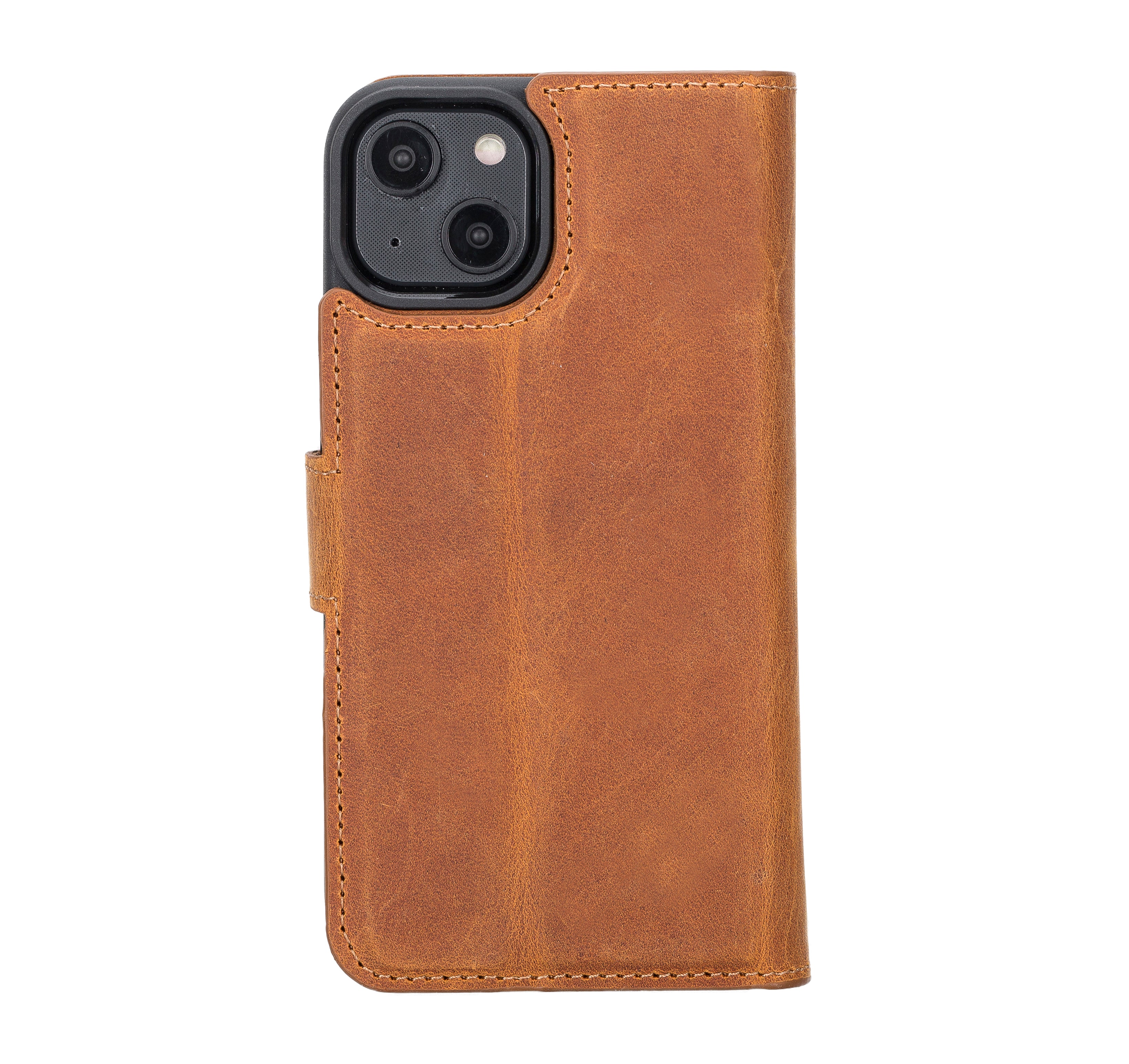 Camel Brown Leather Magnetic Case for iPhone 14 (6.1")