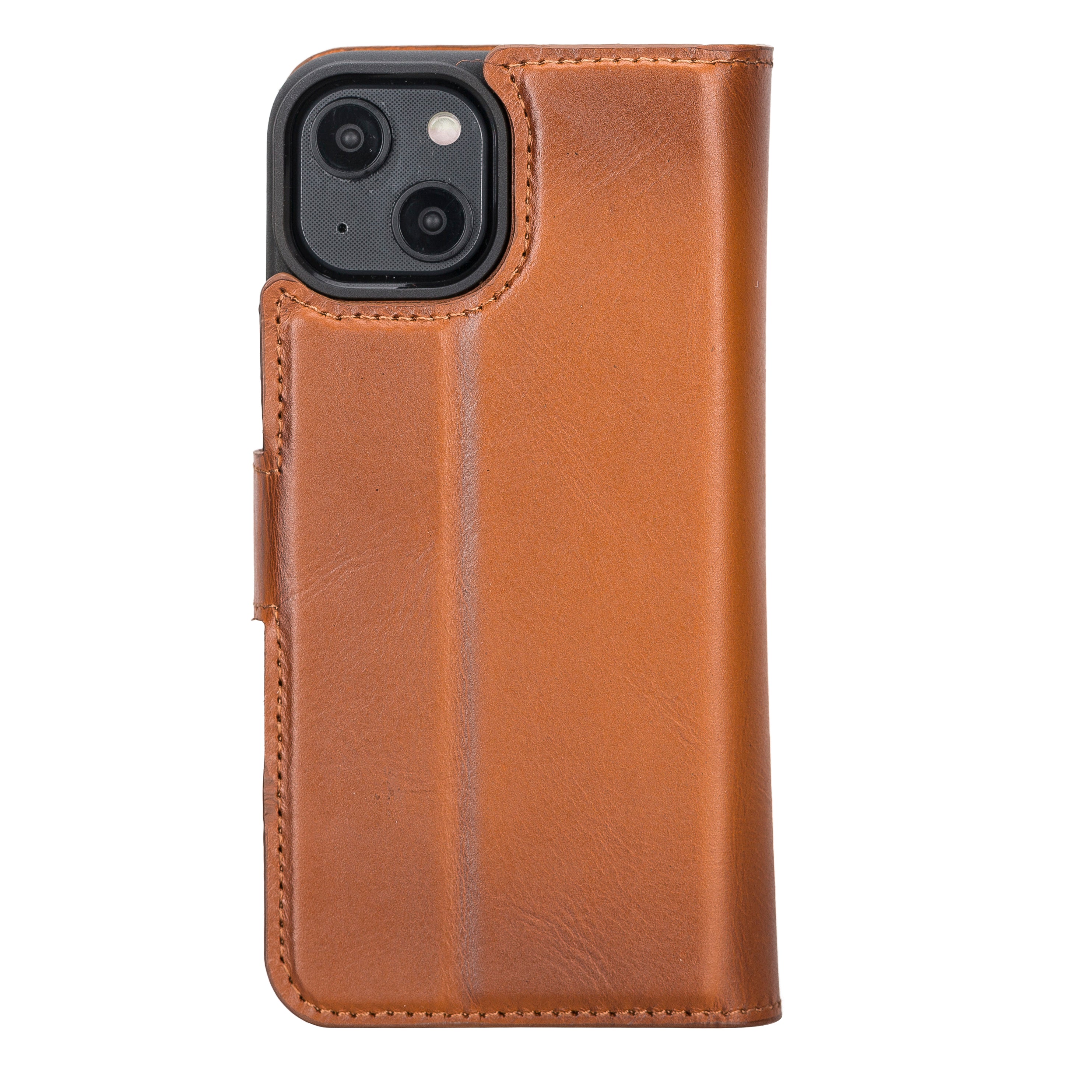 Burnished Tan Leather Magnetic Wallet Case for iPhone 14 (6.1")