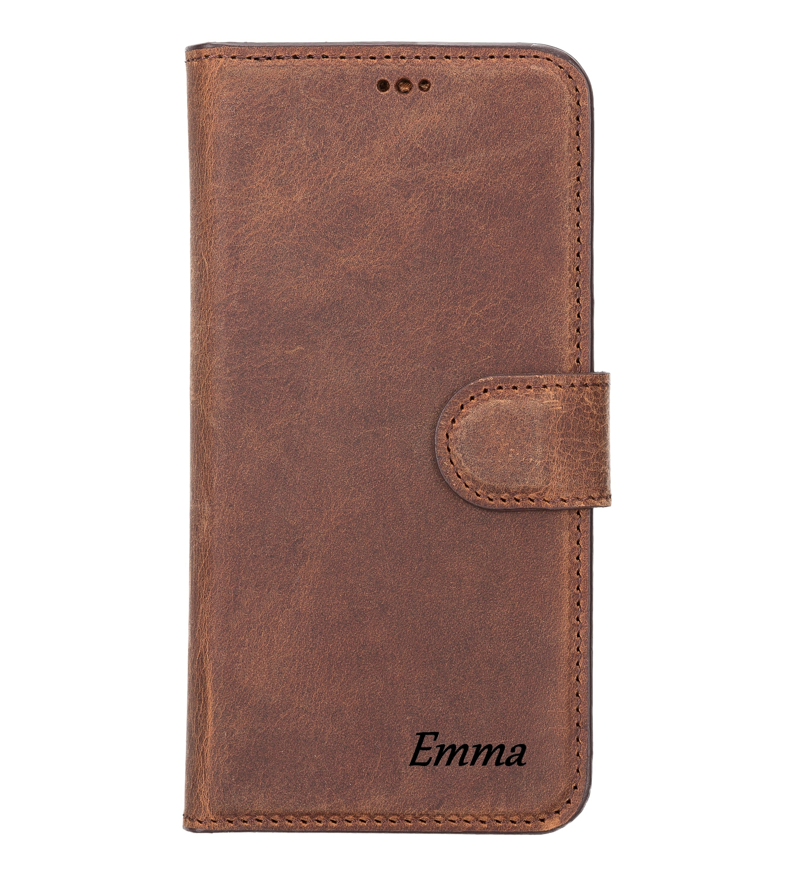 Antic Brown Leather Magnetic Case for iPhone 14 (6.1")