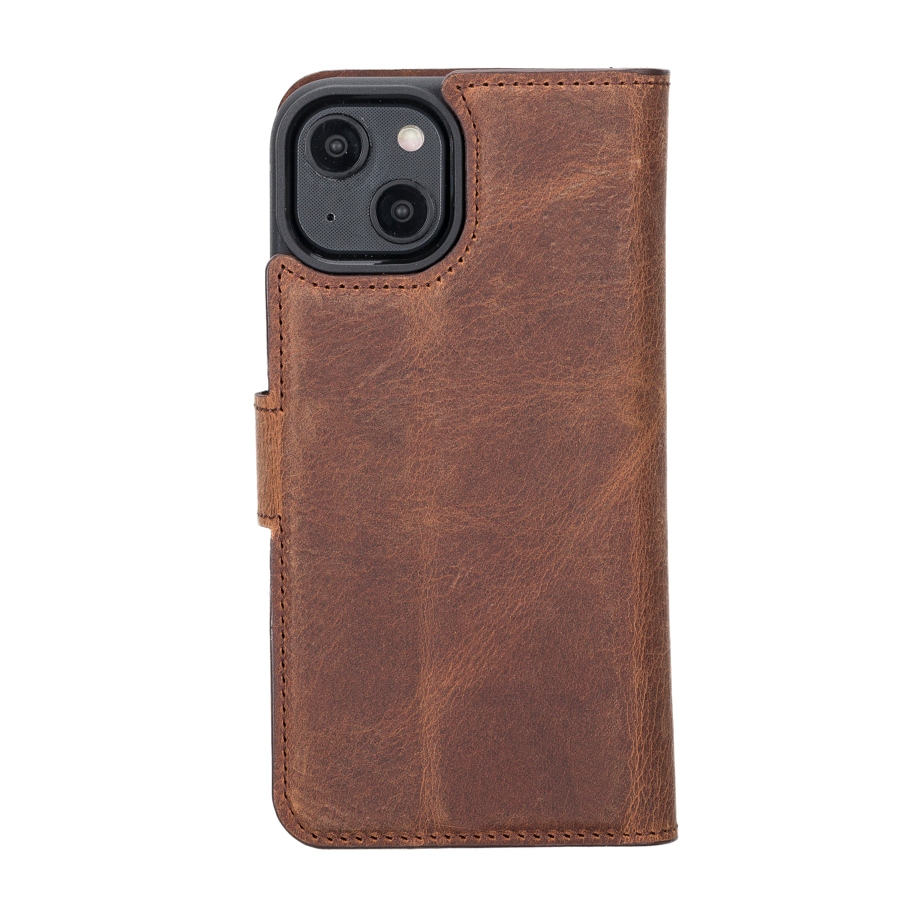 Antic Brown Leather Magnetic Case for iPhone 14 (6.1")