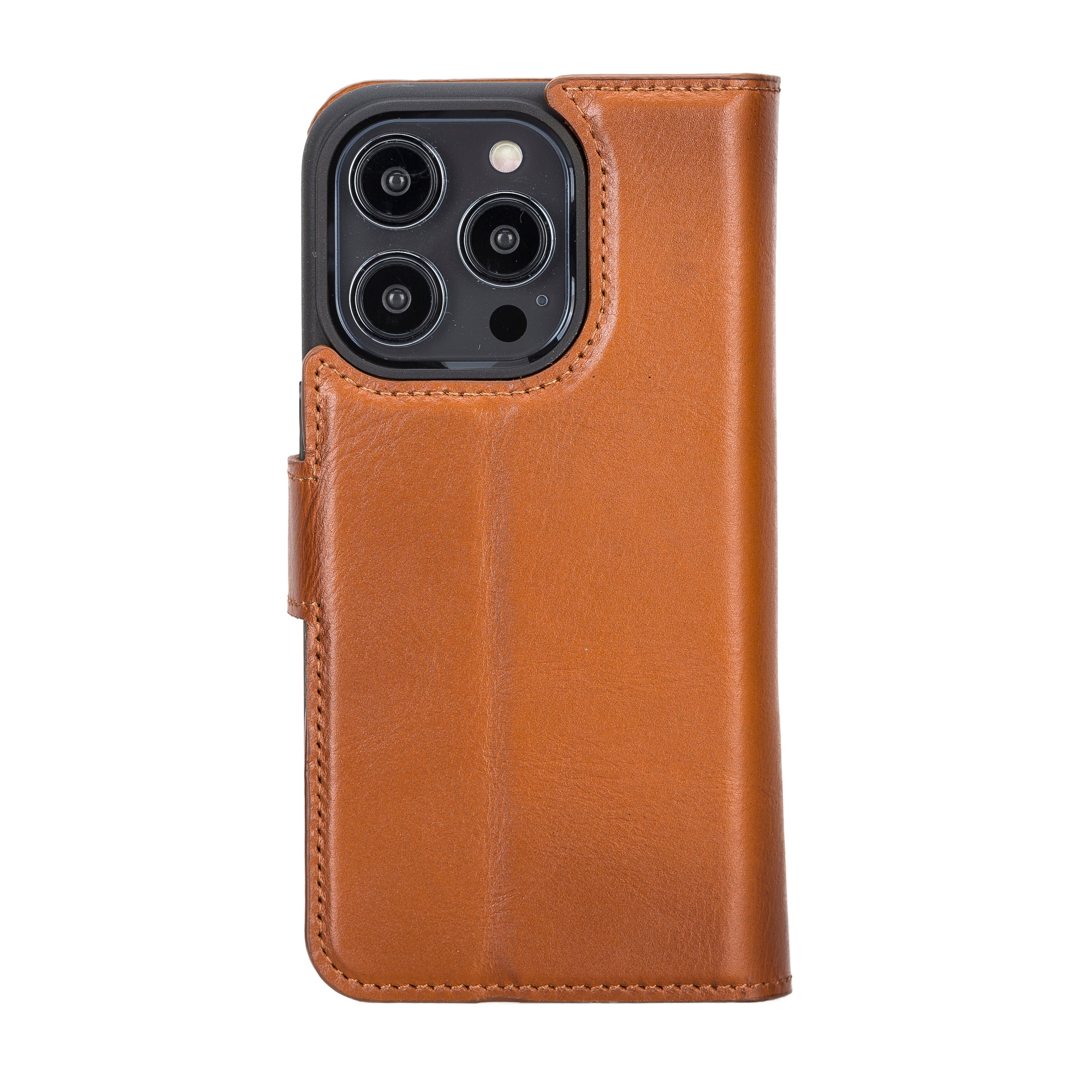 Burnished Tan Leather Magnetic Wallet Case for iPhone 14 PRO (6.1")