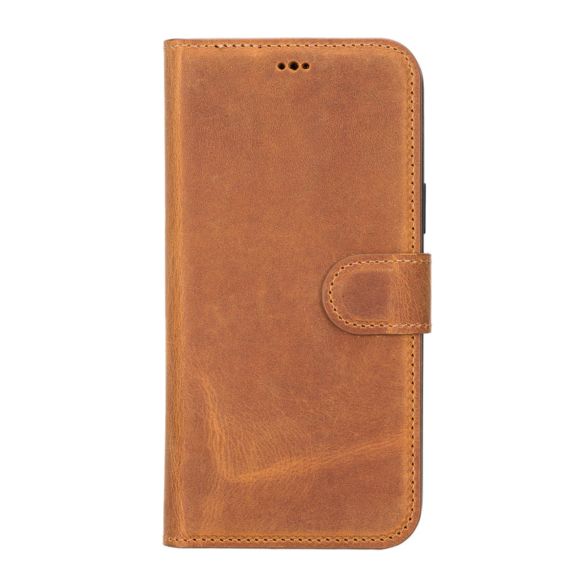 Camel Brown Leather Magnetic Case for iPhone 14 Pro Max (6.7")