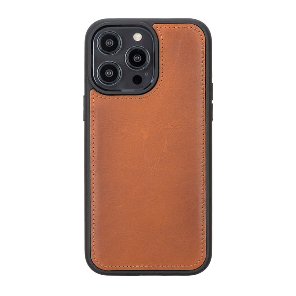 Burnished Tan Leather Magnetic Wallet Case for iPhone 14 Pro MAX