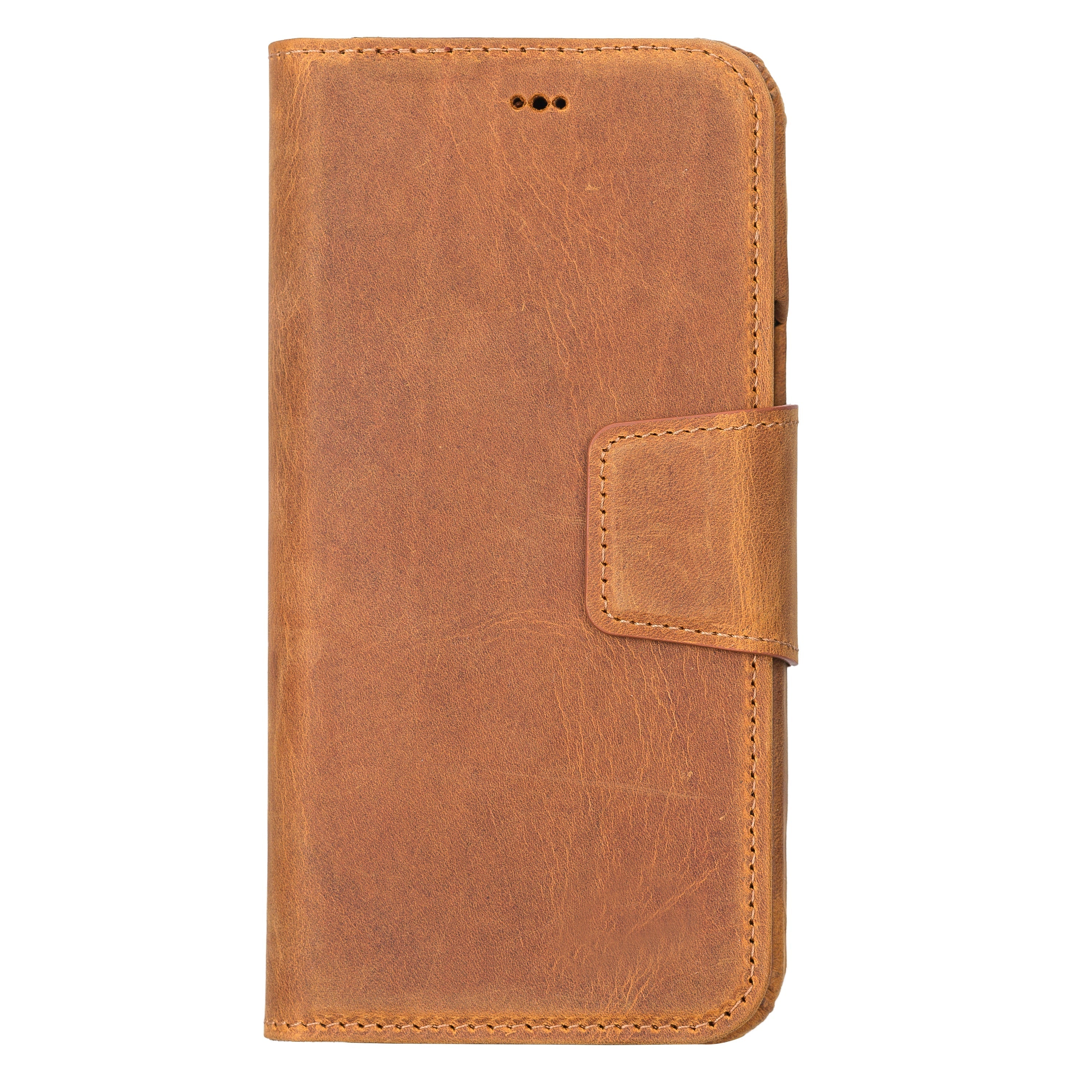 Camel Brown Leather Magnetic Wallet Case for iPhone 14 (6.1"), Prestige